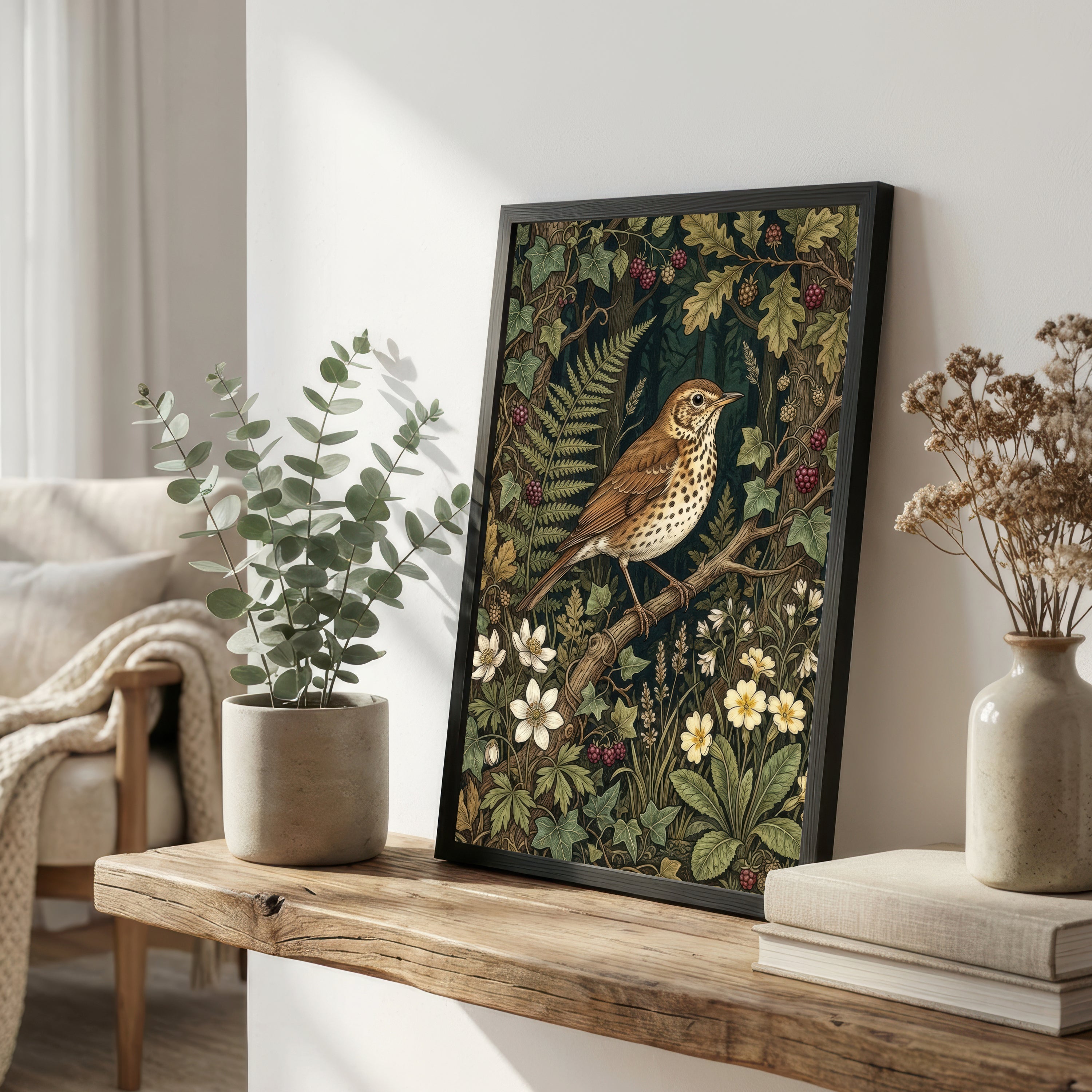 Woodland Thrush Art Print