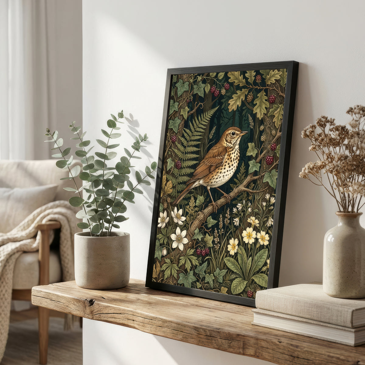 Woodland Thrush Art Print