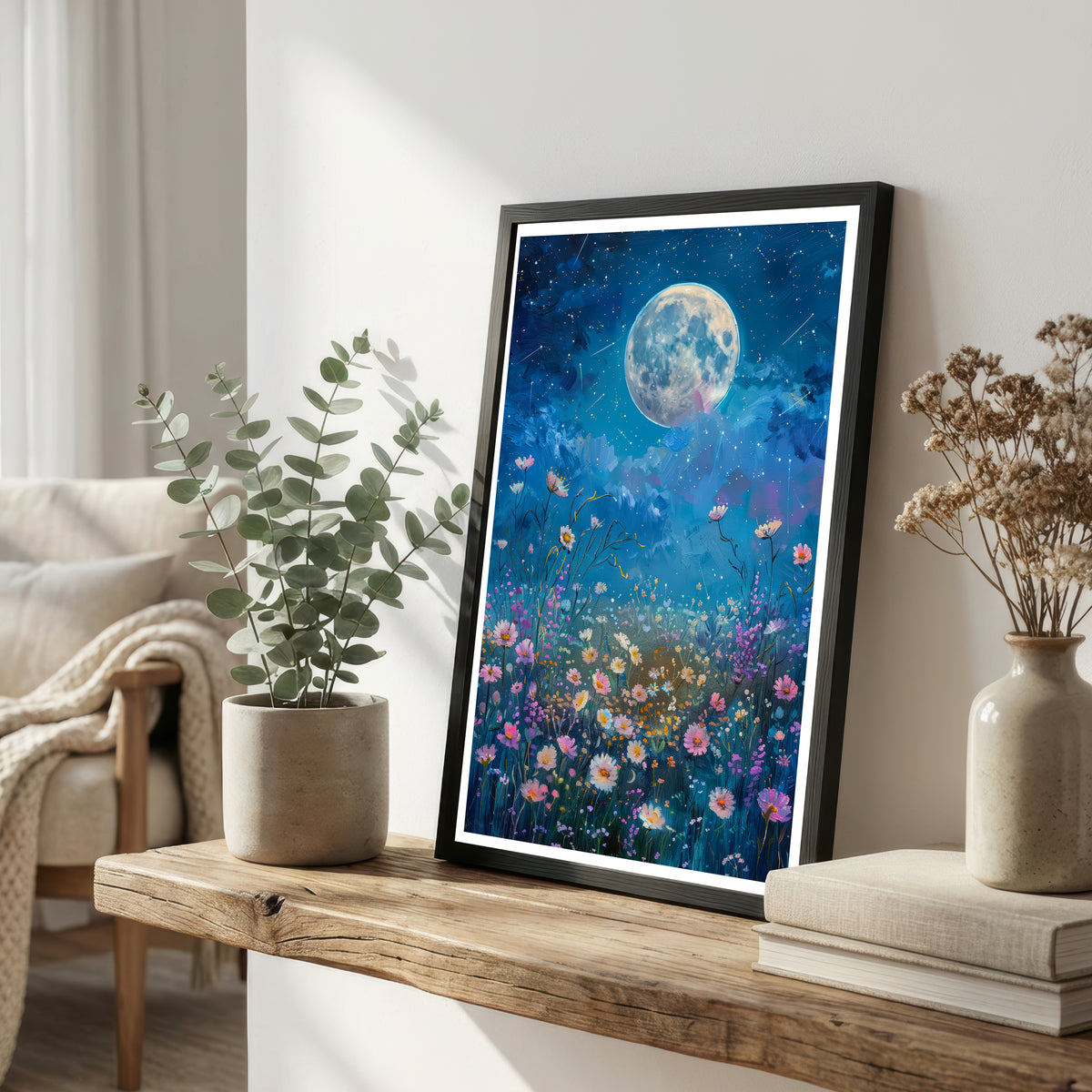 Moonlit Wildflower Meadow Art Print