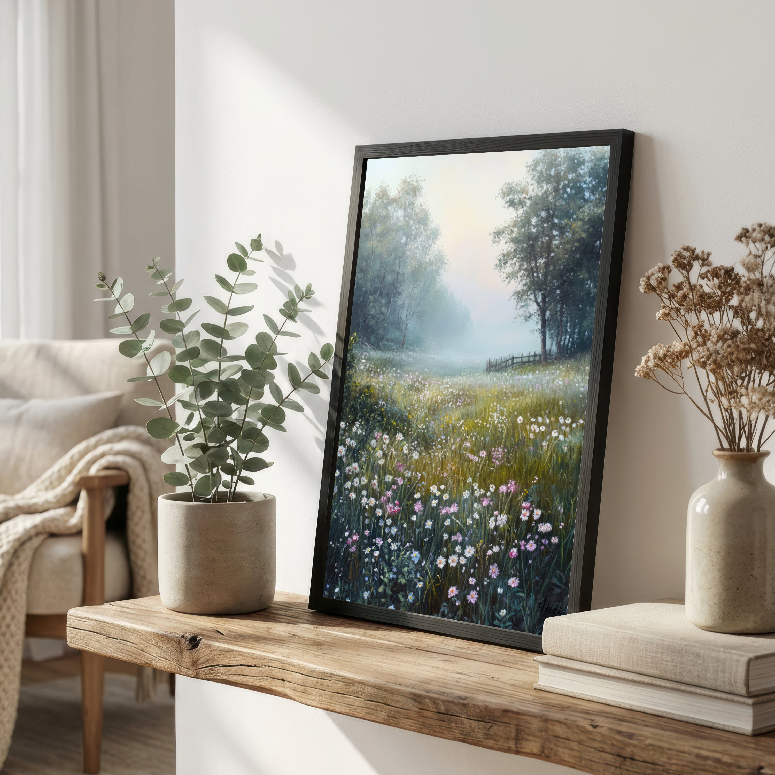 Misty Wildflower Meadow Art Print