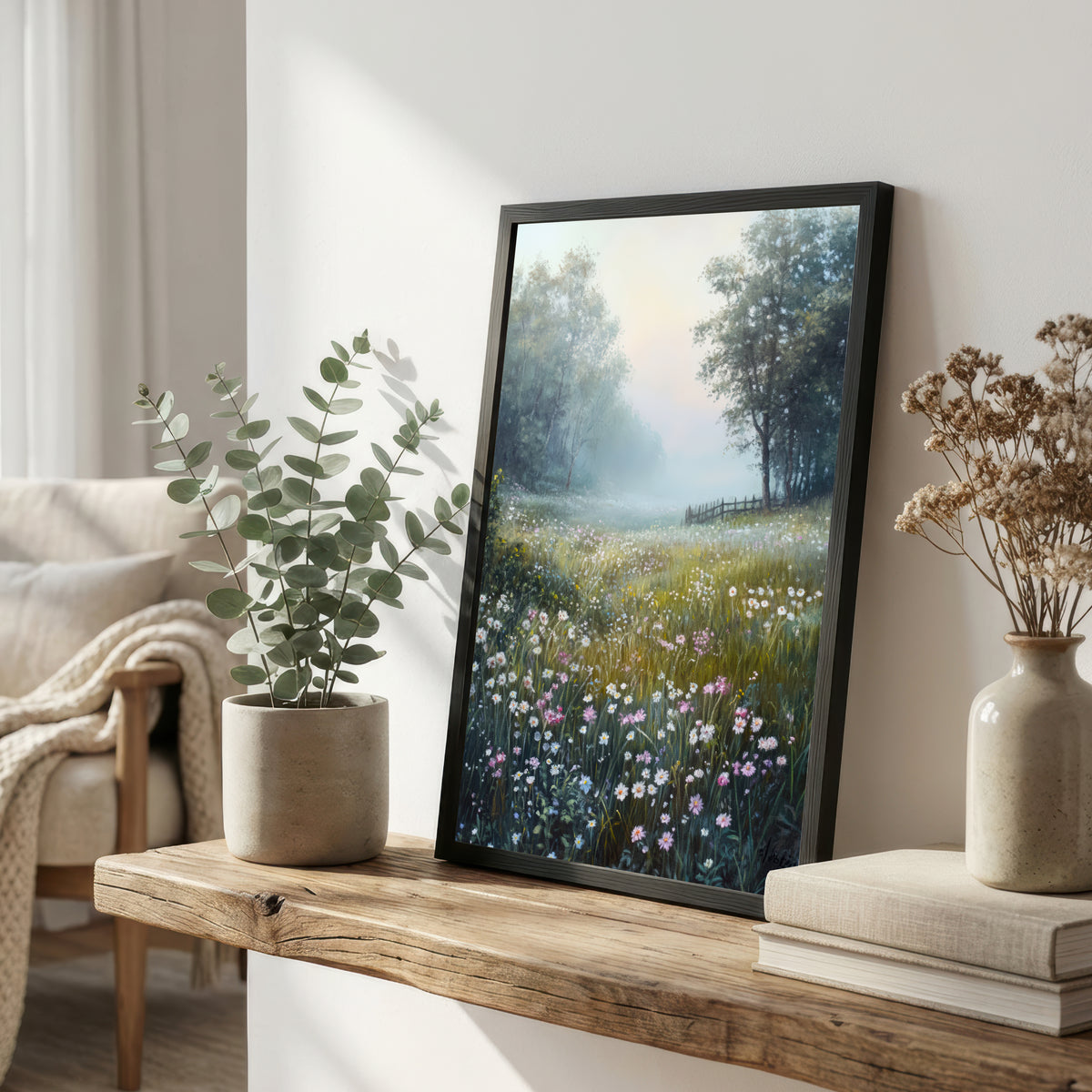 Misty Wildflower Meadow Art Print