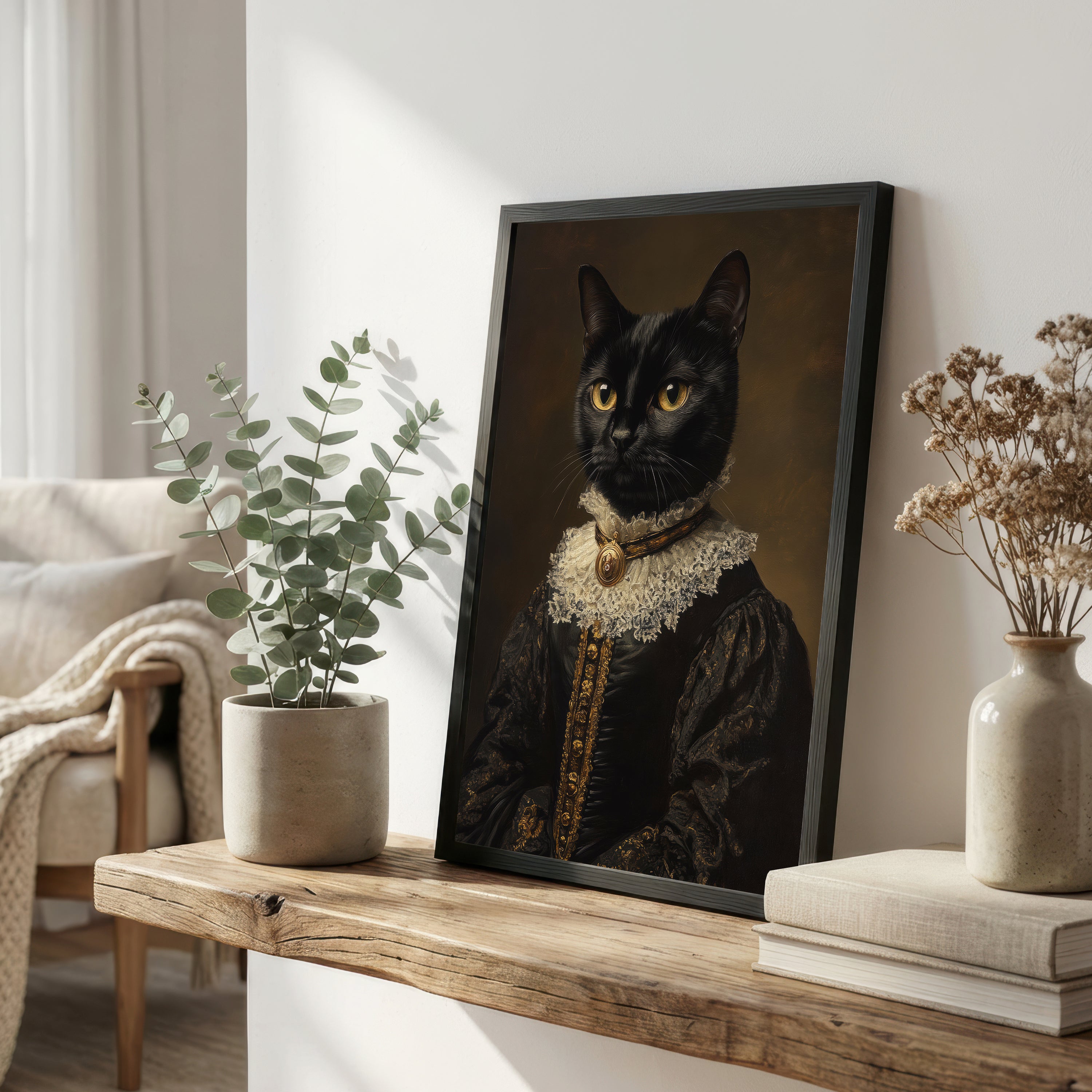 Regal Black Cat Gothic Art Print