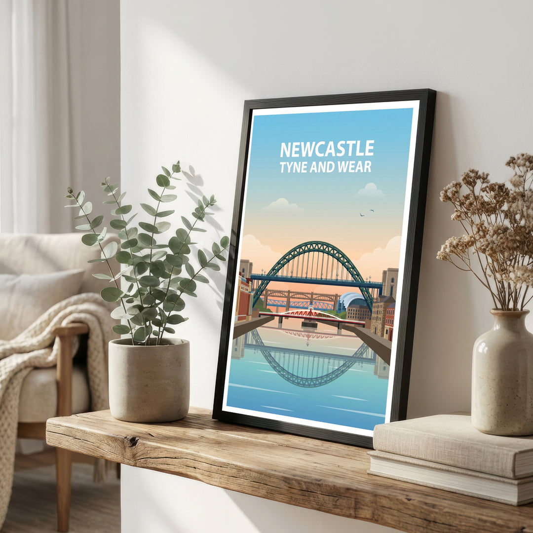 Newcastle Tyne and Wear Print: Tyne Bridge Skyline Art Poster