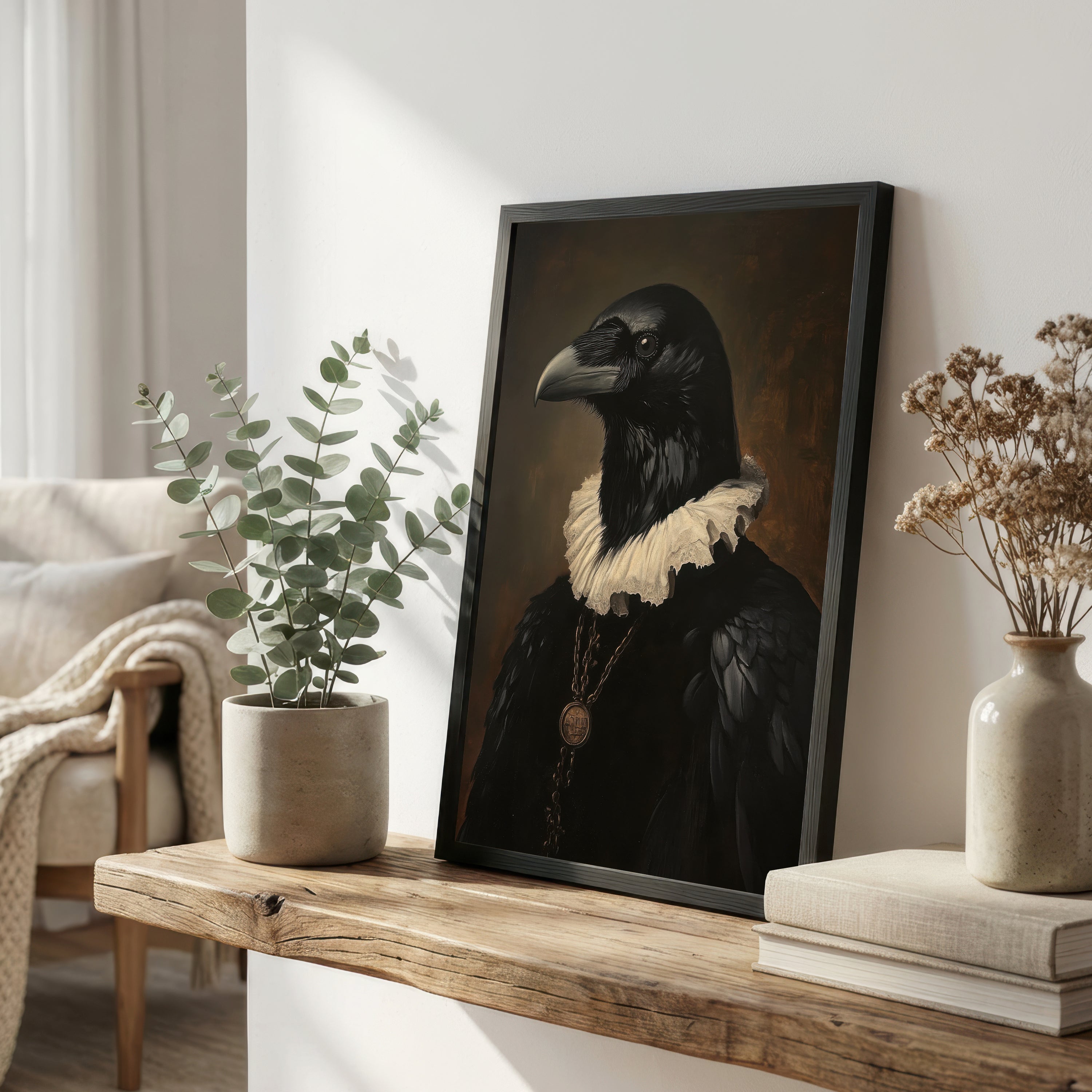 Gothic Raven Portrait Art Print