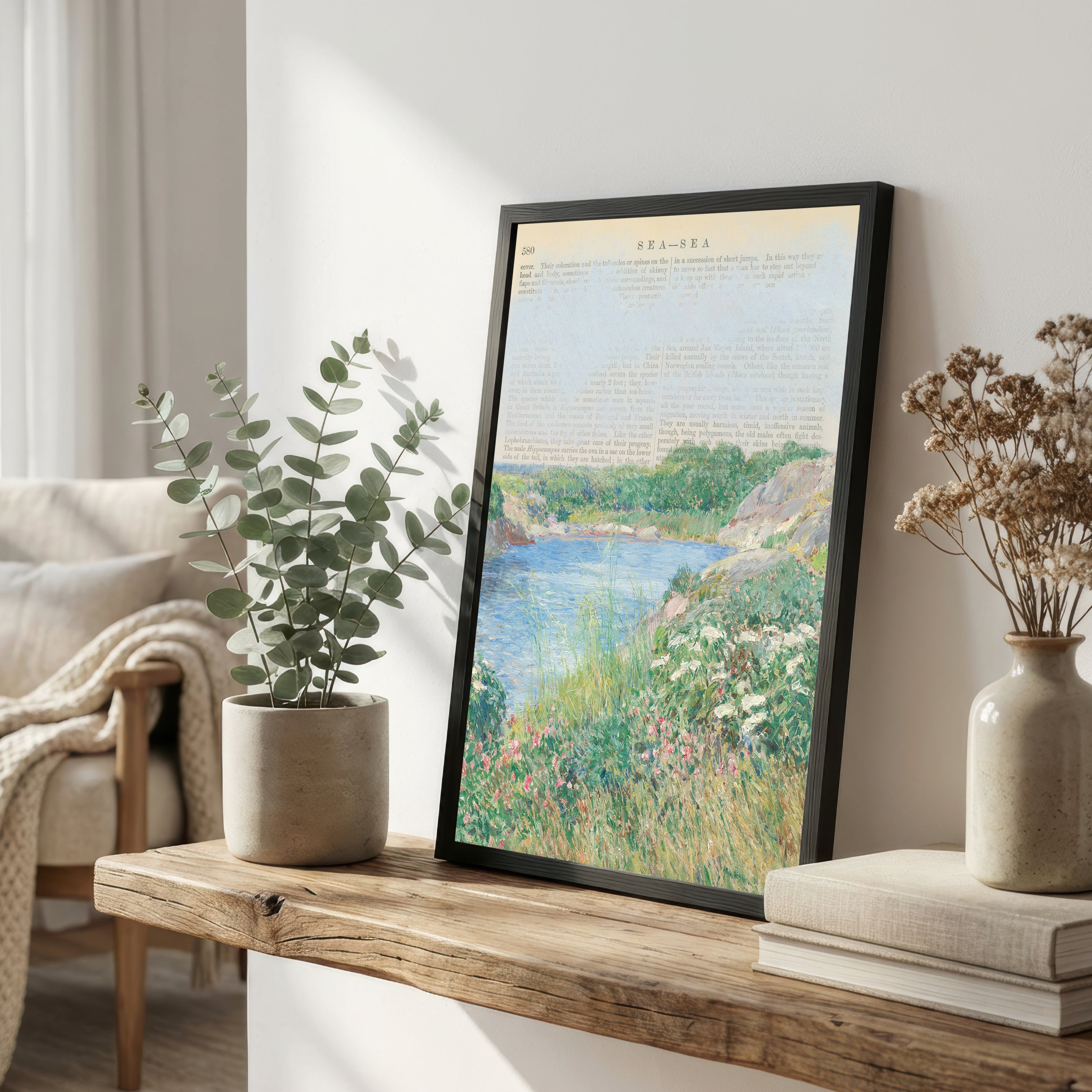 Vintage Impressionist Meadow Stream Art Print