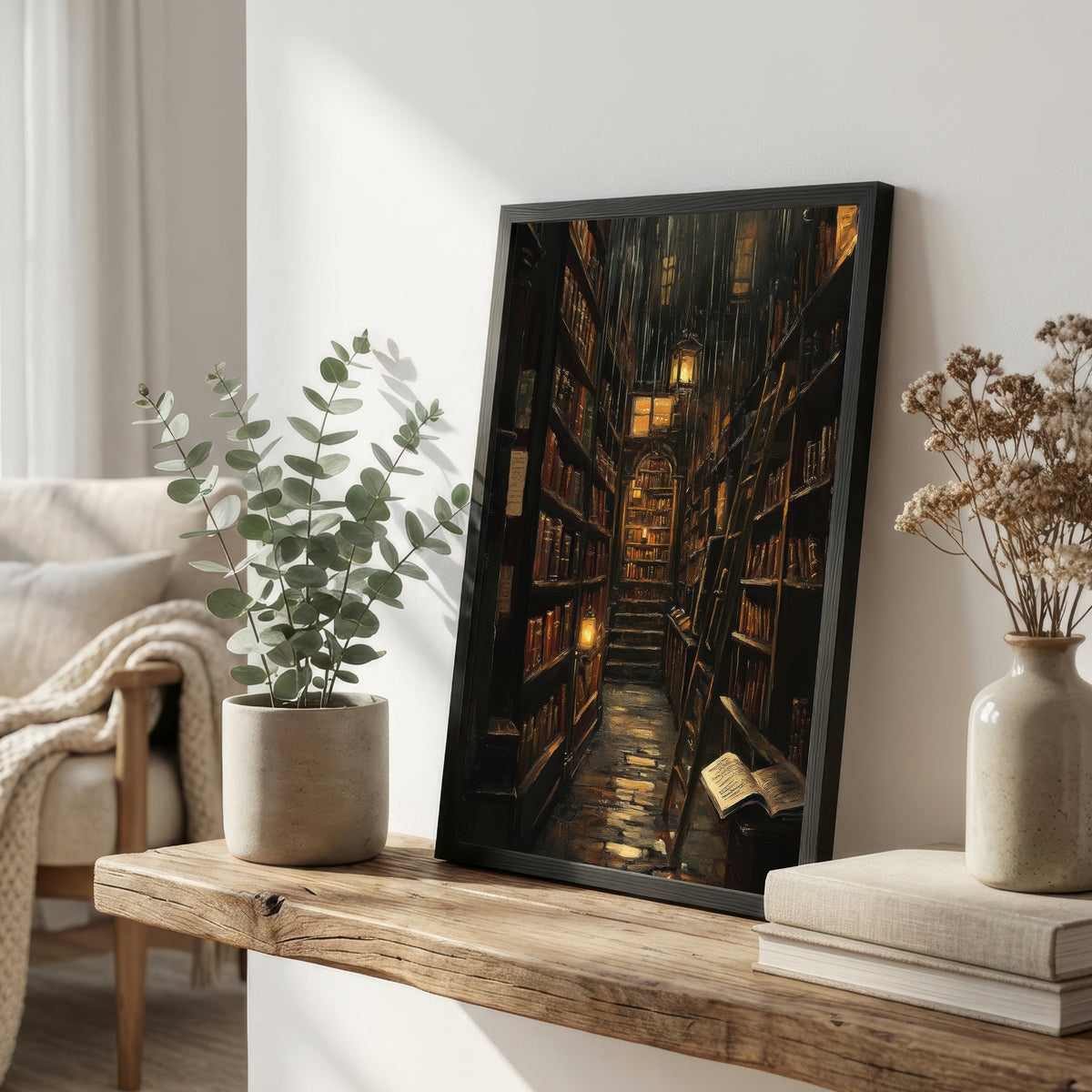 Gothic Library Dark Academia Art Print