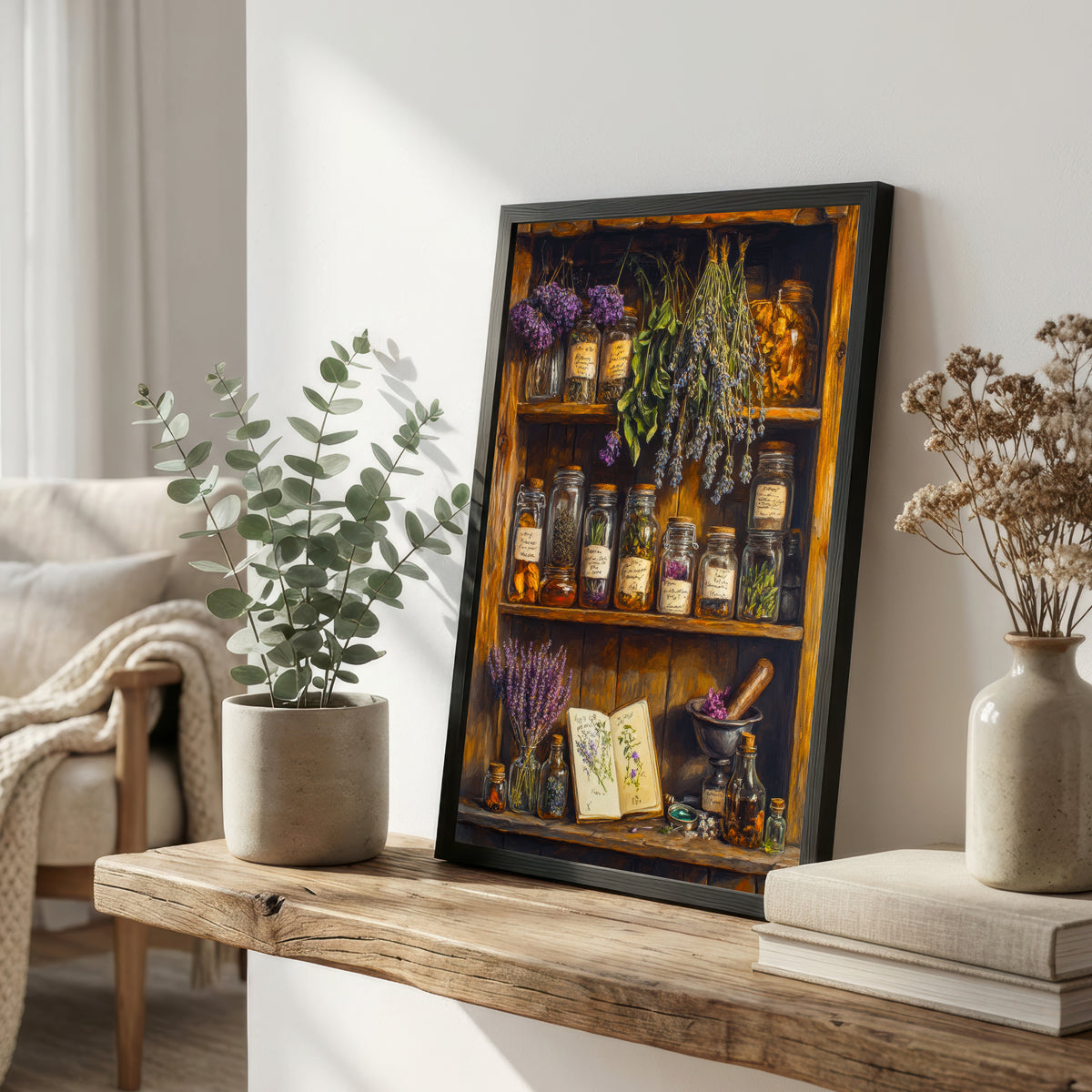 Vintage Apothecary Herb Shelf Art Print