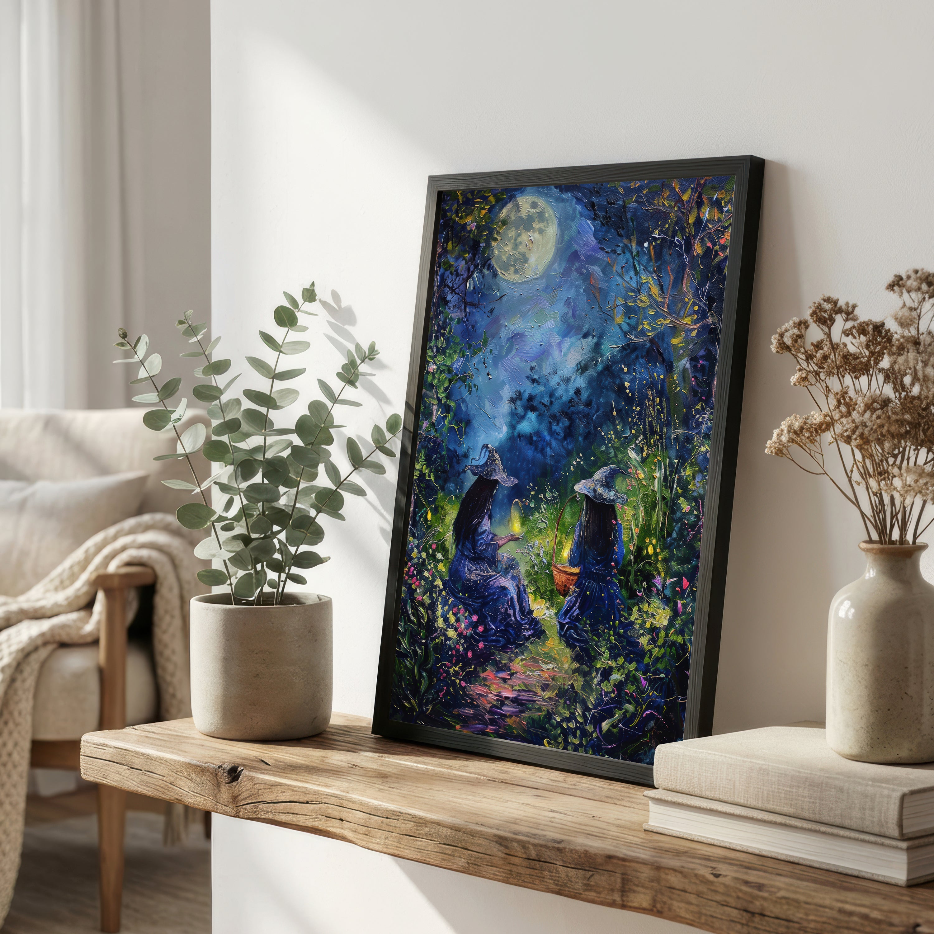 Moonlit Woodland Witches Art Print