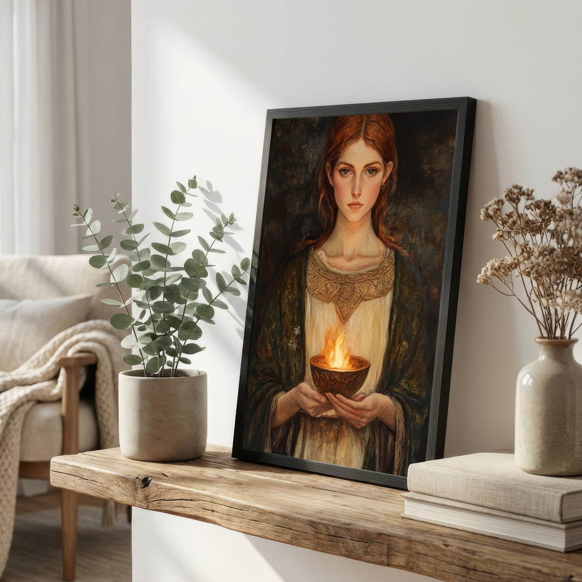 Medieval Woman with Fire Art Print