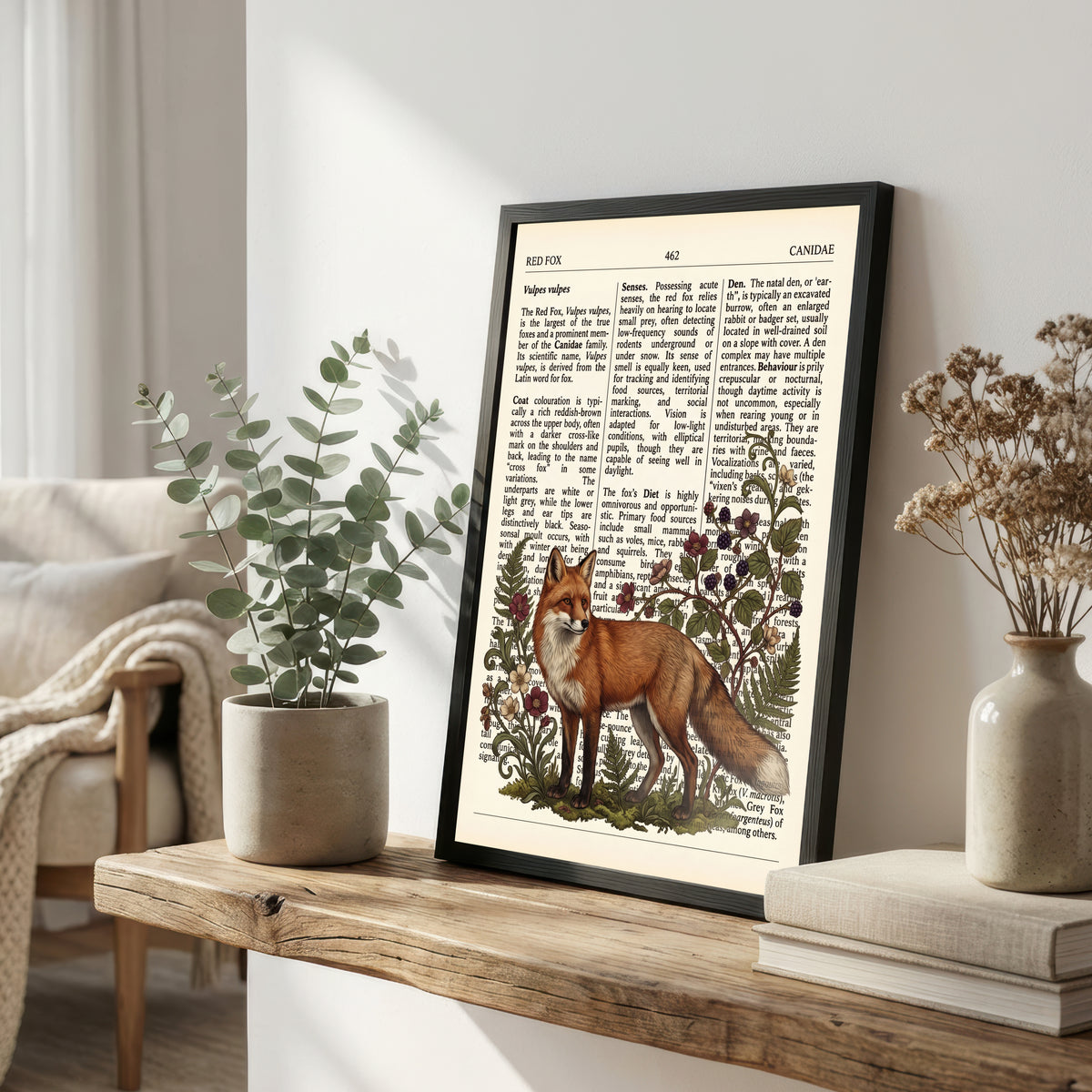 Red Fox Botanical Art Print
