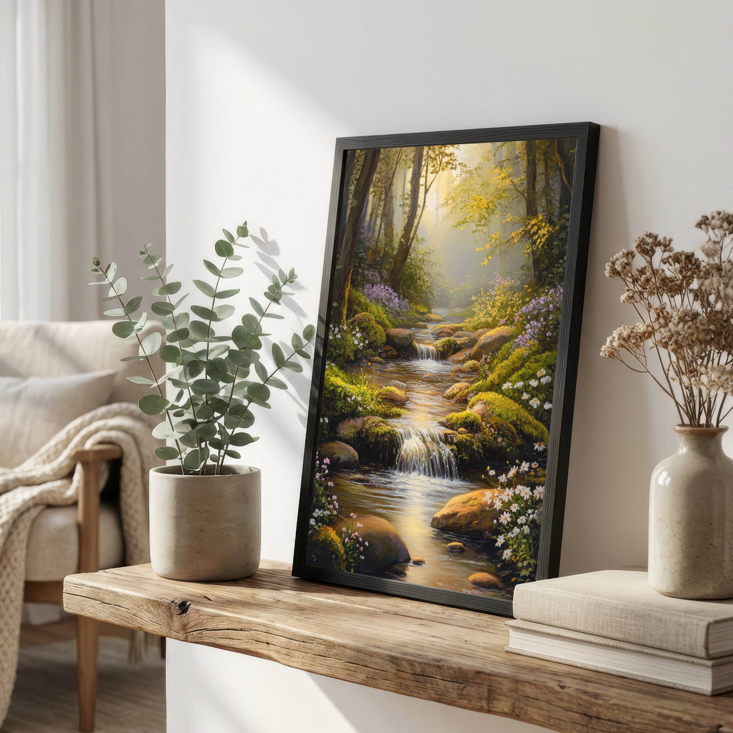 Enchanted Forest Waterfall Art Print