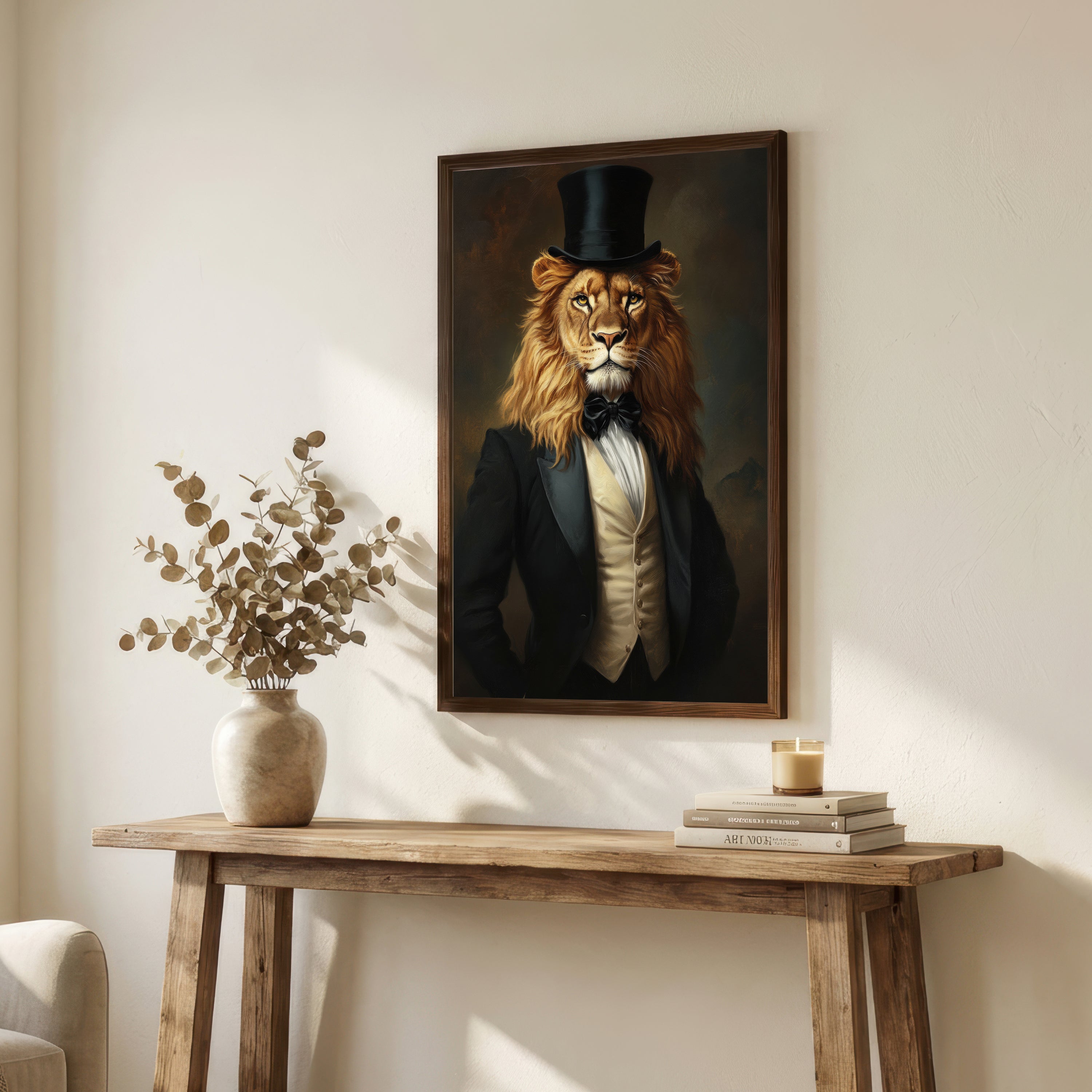 Lion in Top Hat Art Print