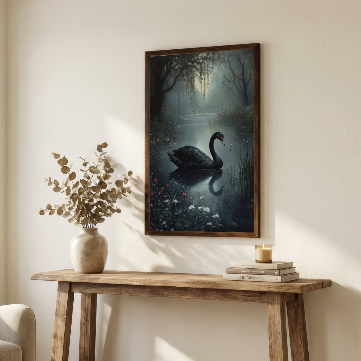 Black Swan Woodland Art Print