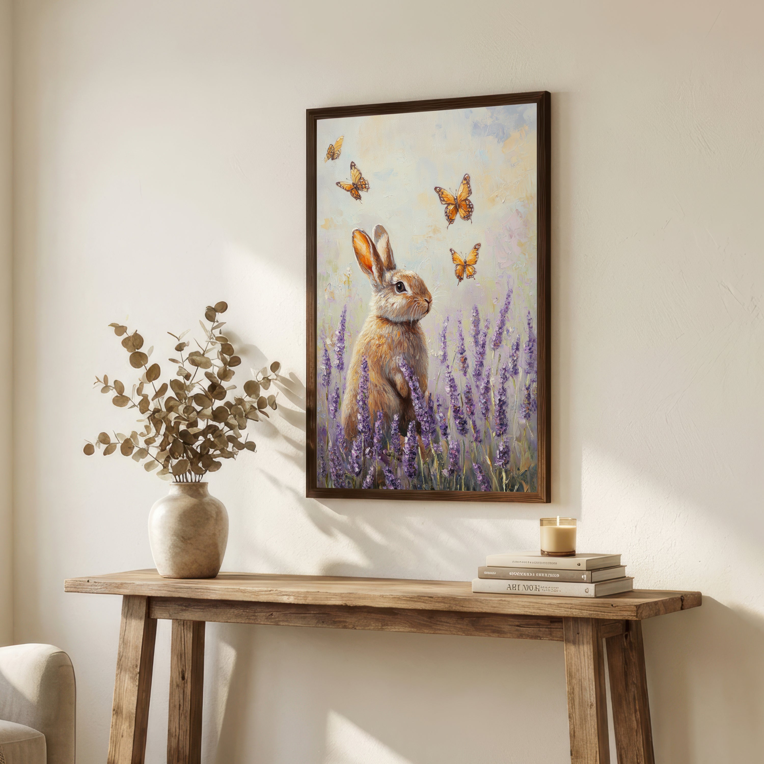 Rabbit Butterfly Meadow Art Print