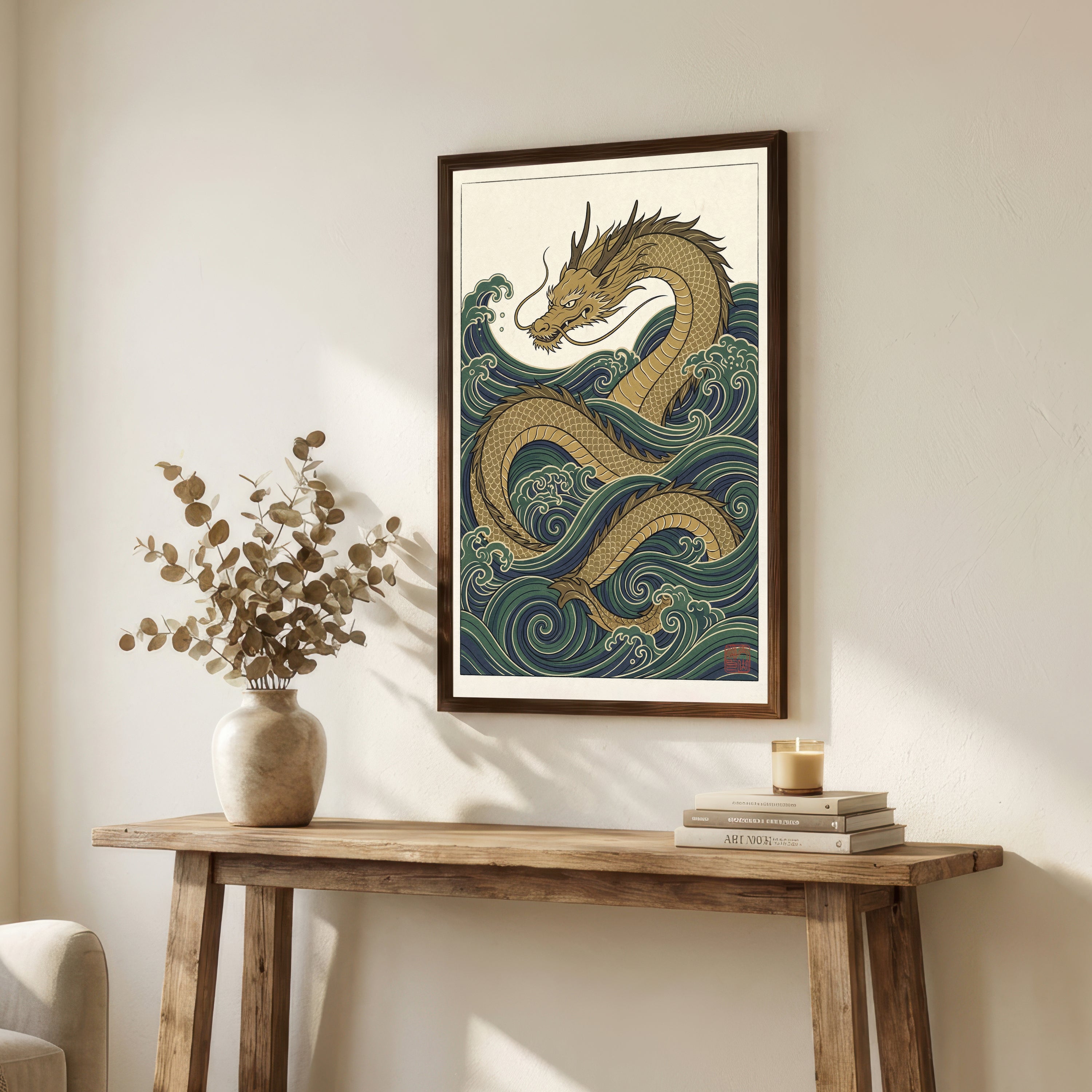Japanese Dragon Wave Art Print