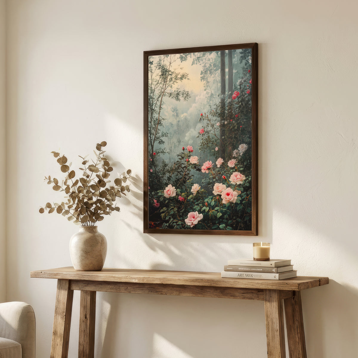 Romantic Woodland Roses Art Print