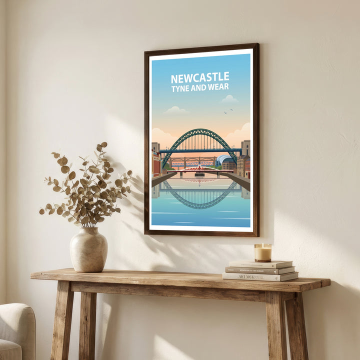 Newcastle Tyne and Wear Print: Tyne Bridge Skyline Art Poster