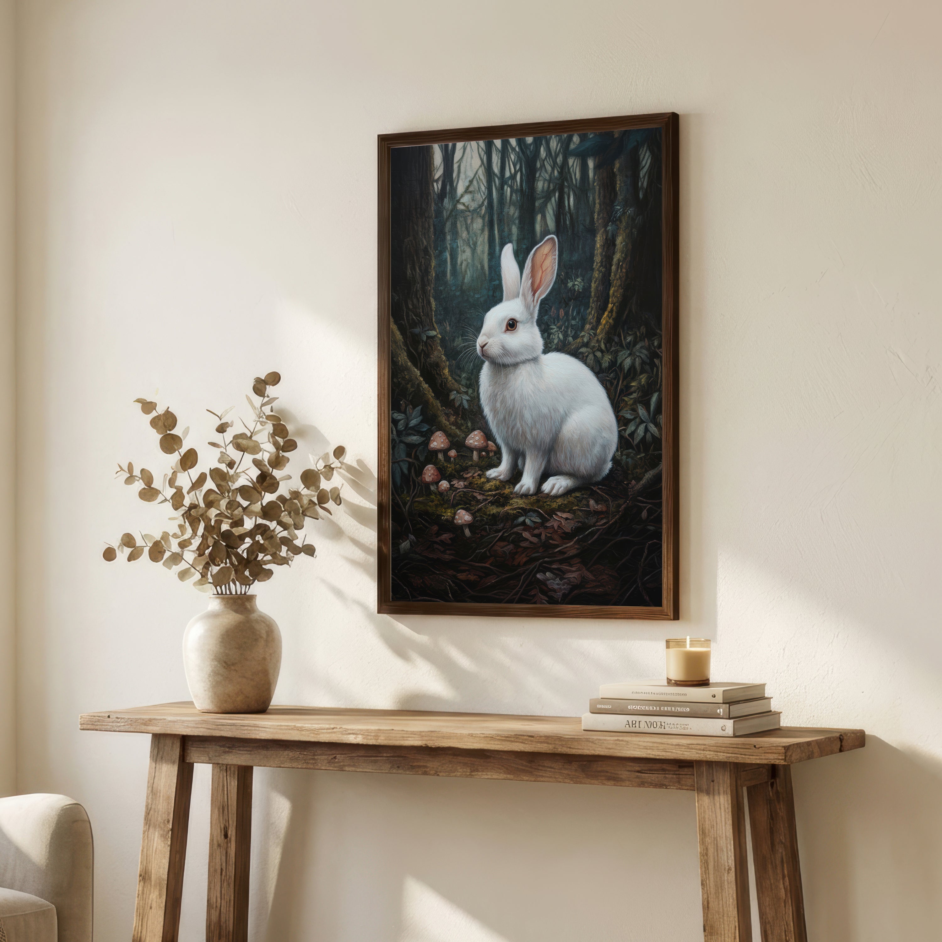 White Rabbit Woodland Art Print
