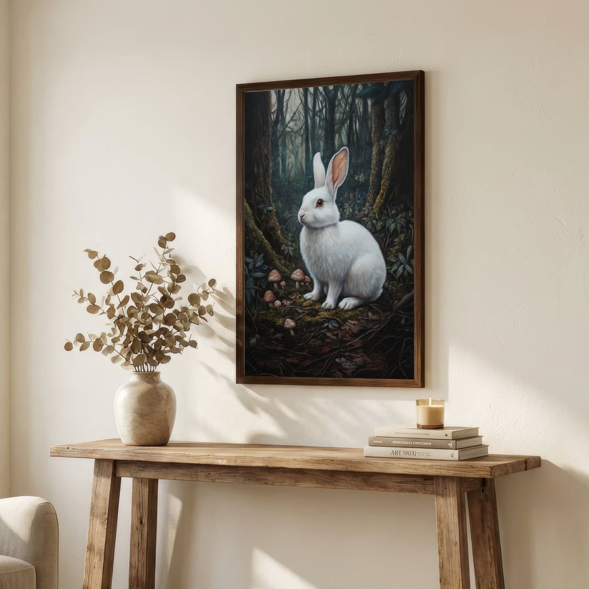 White Rabbit Woodland Art Print