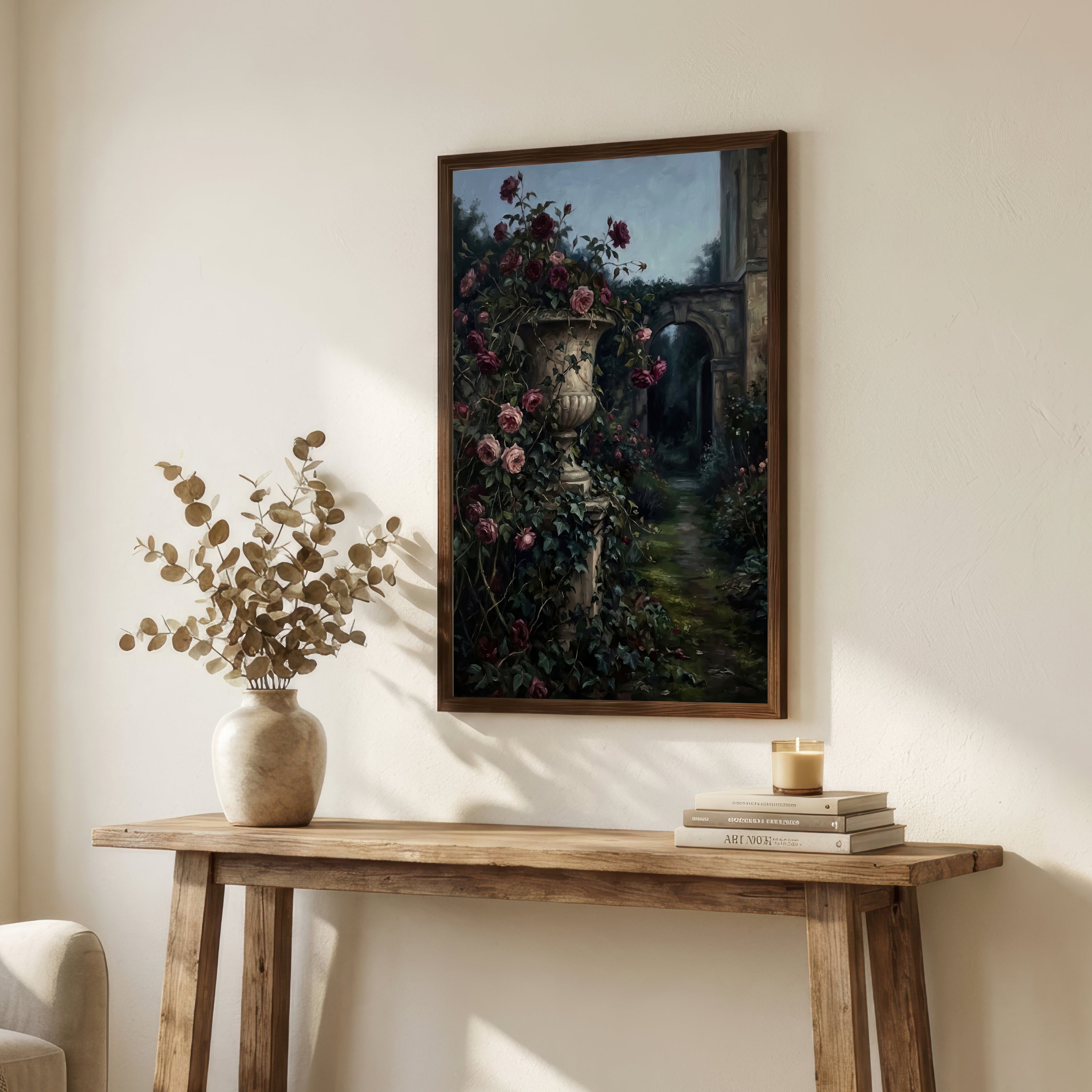 Dark Romantic Rose Garden Art Print