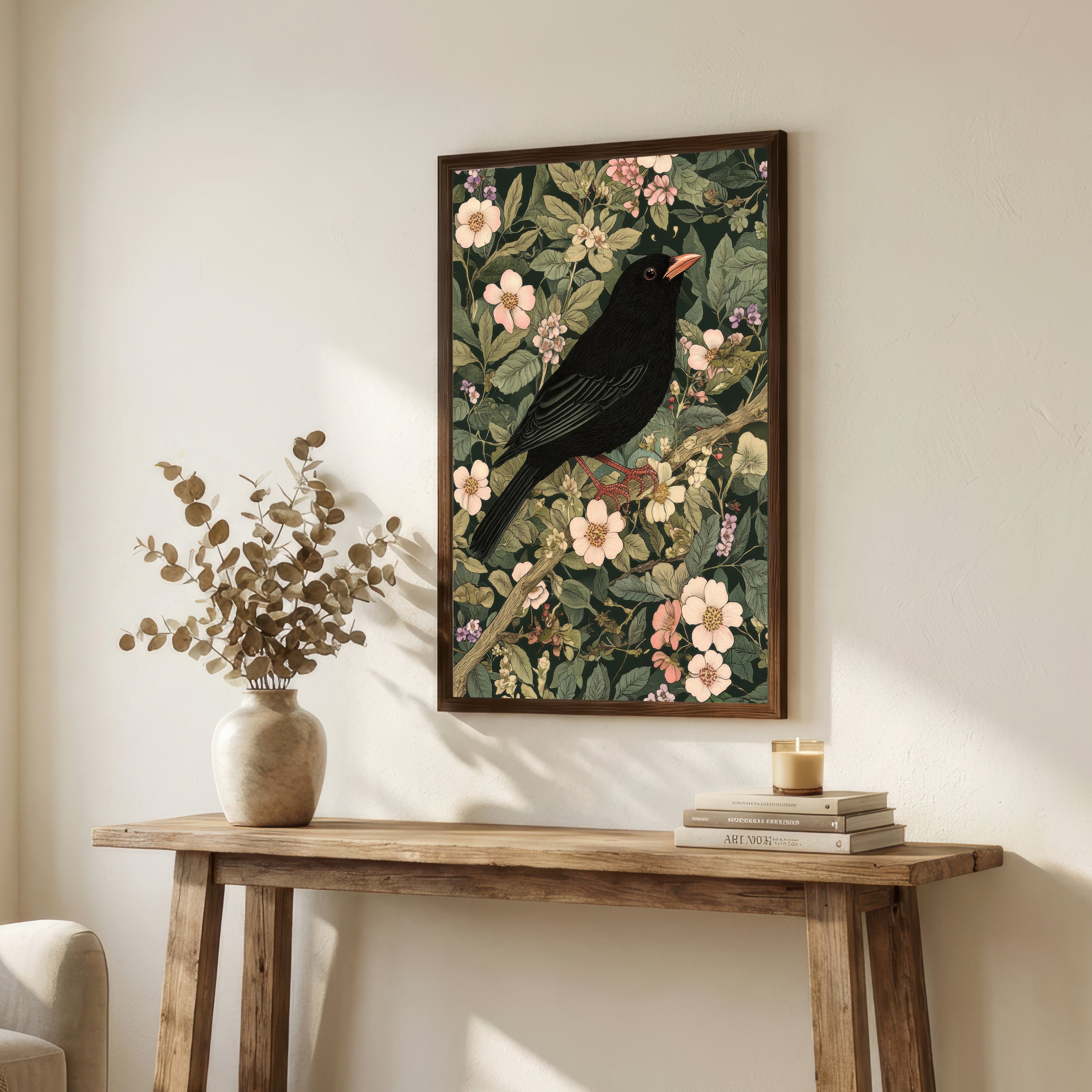 Black Crow Floral Art Print