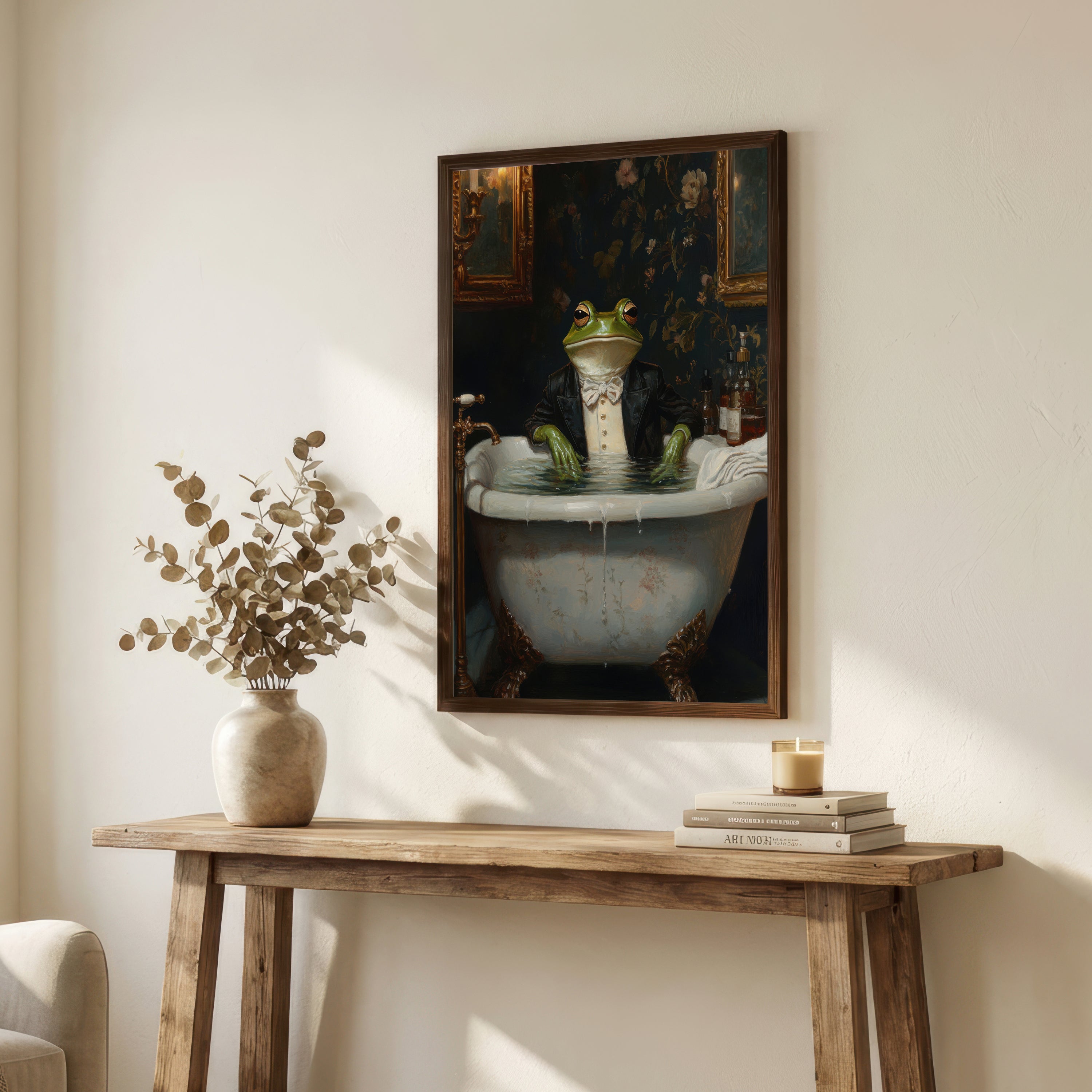 Dapper Frog Bath Art Print