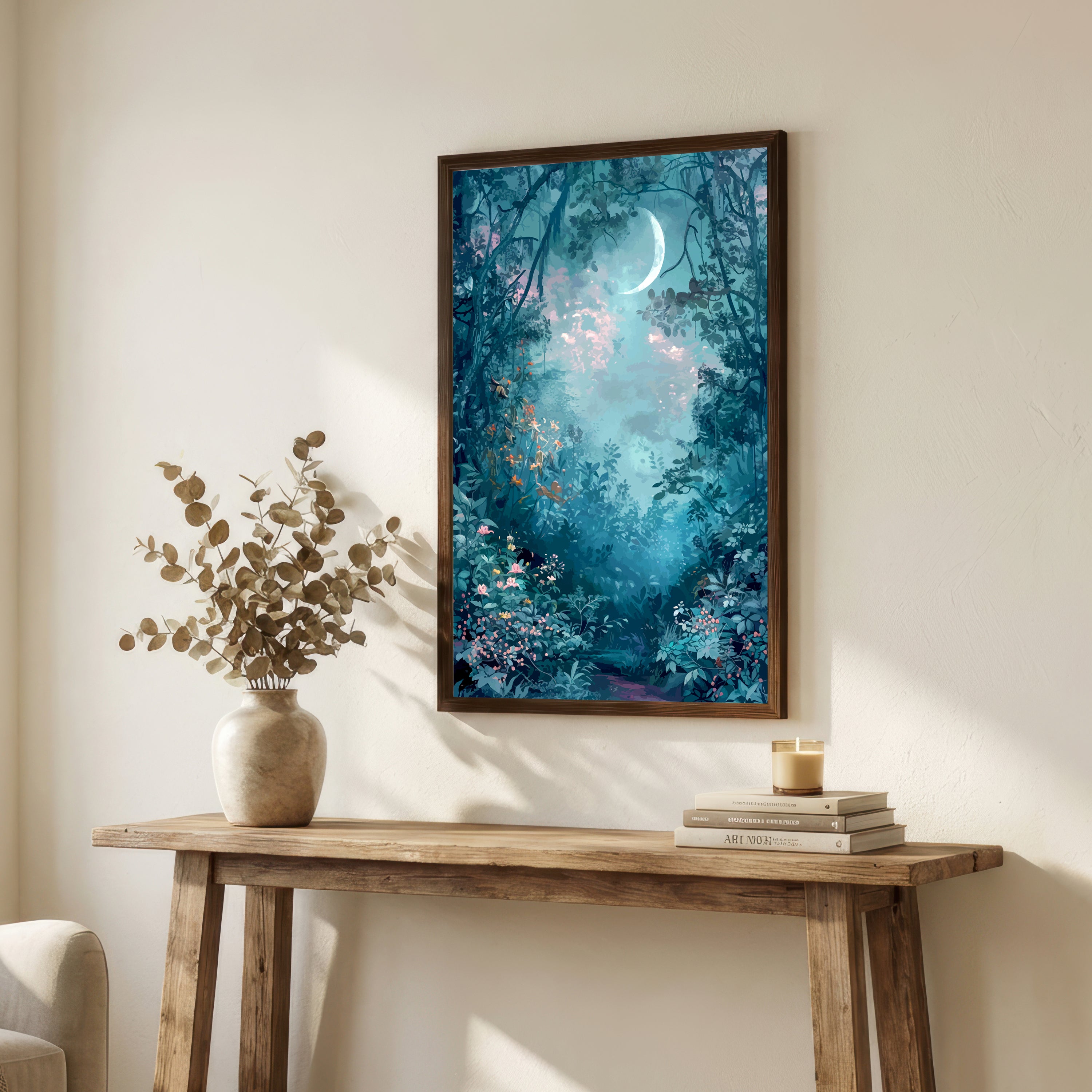 Moonlit Forest Path Art Print