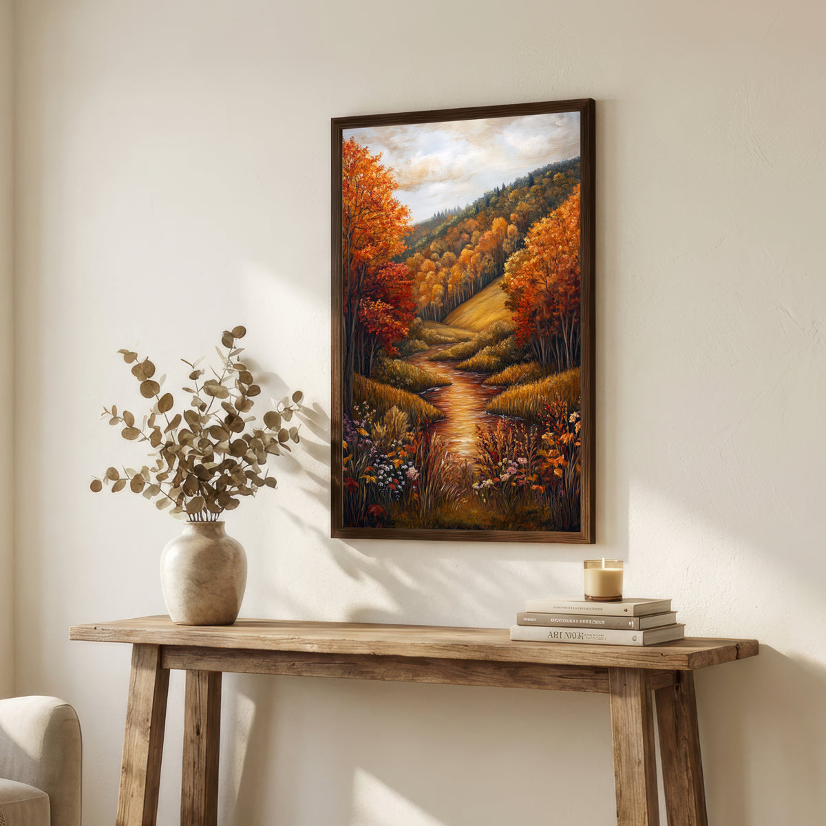 Autumn Woodland Stream Art Print
