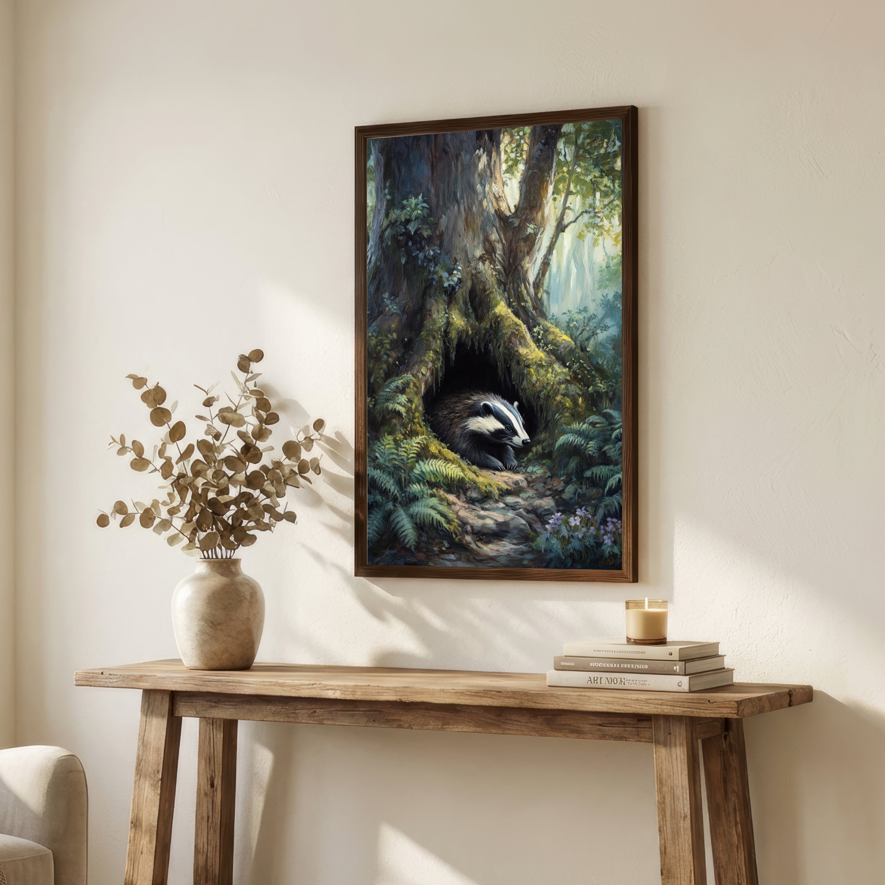 Woodland Badger Wildlife Art Print