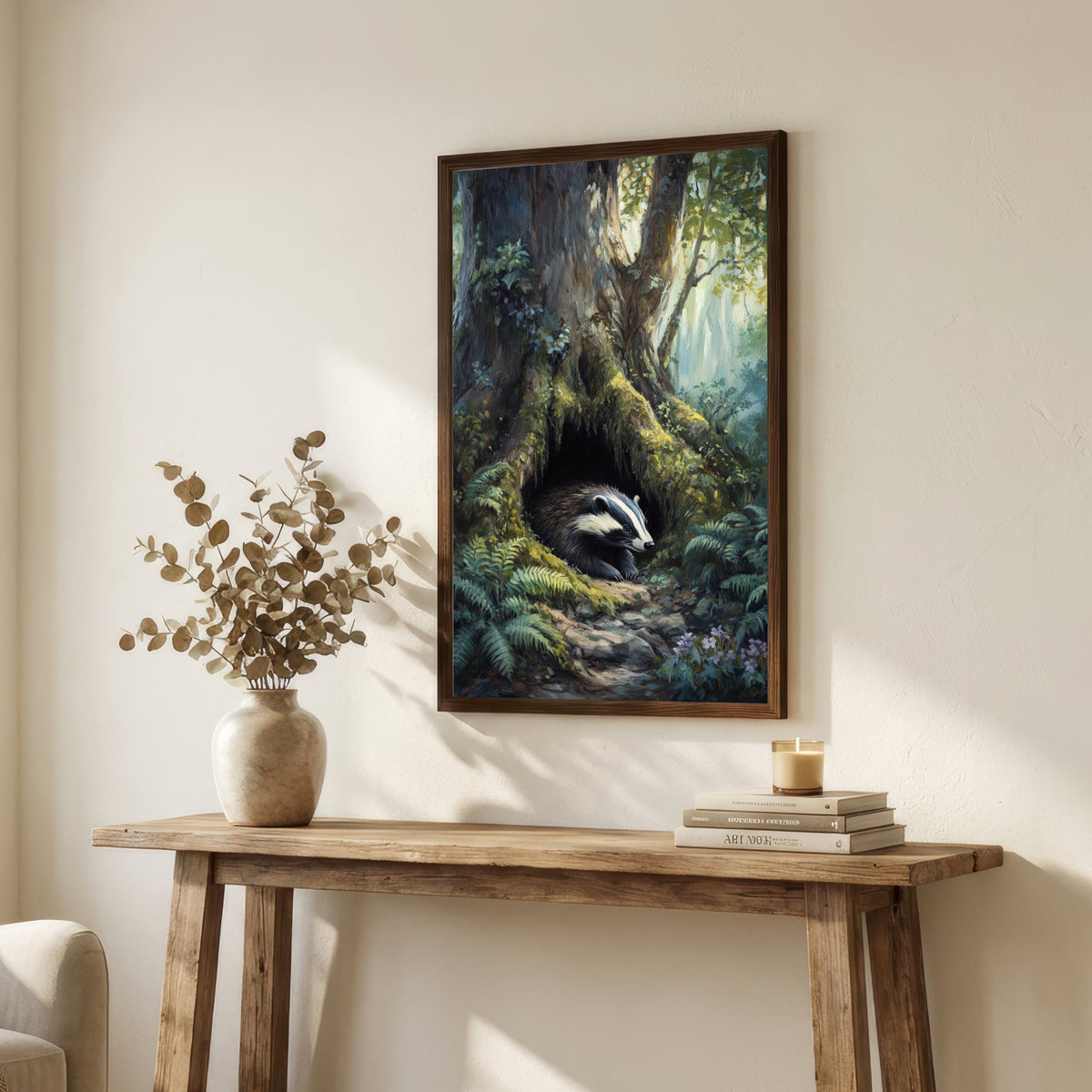 Woodland Badger Wildlife Art Print