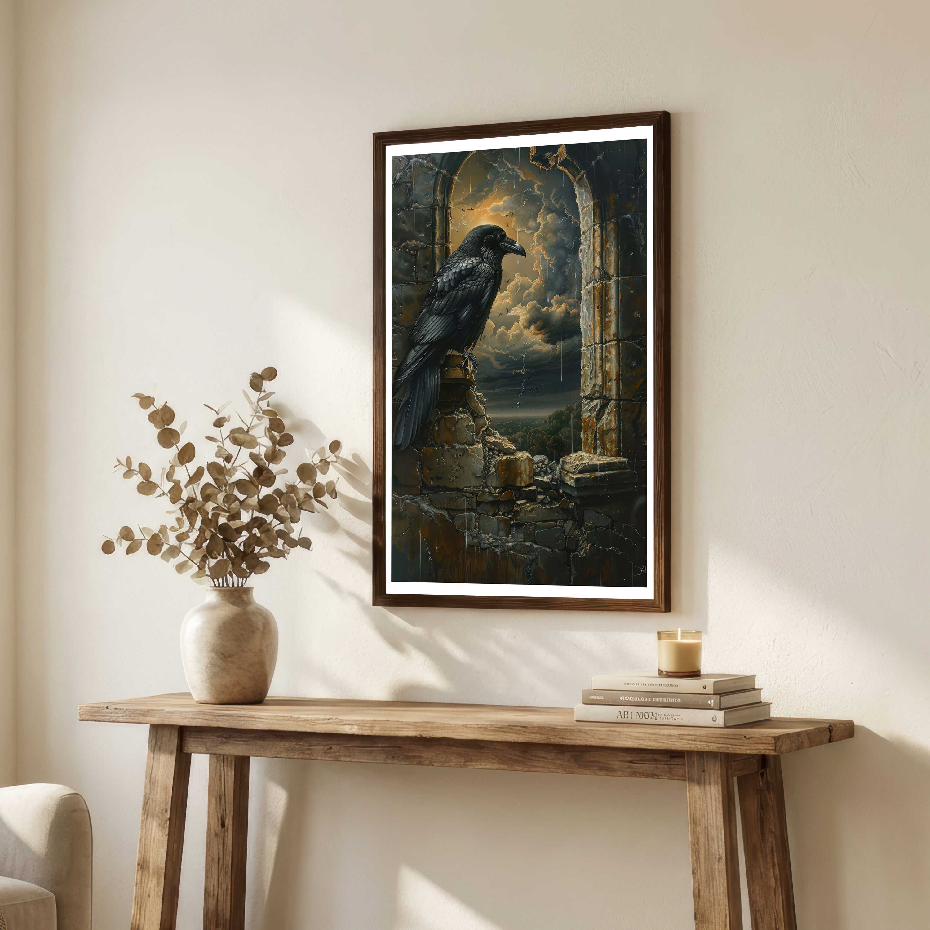 Gothic Raven Ruins Art Print