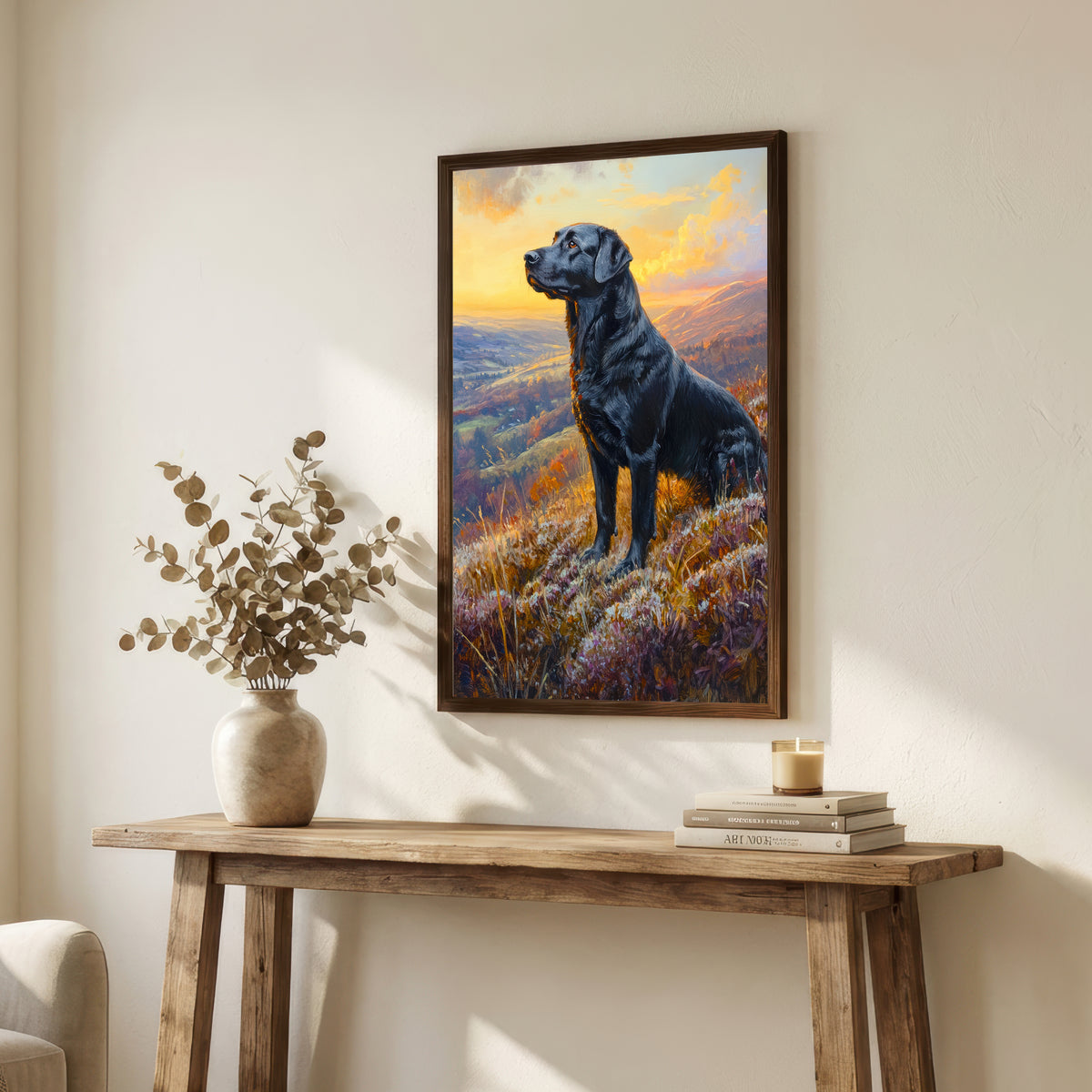 Black Labrador Mountain Art Print
