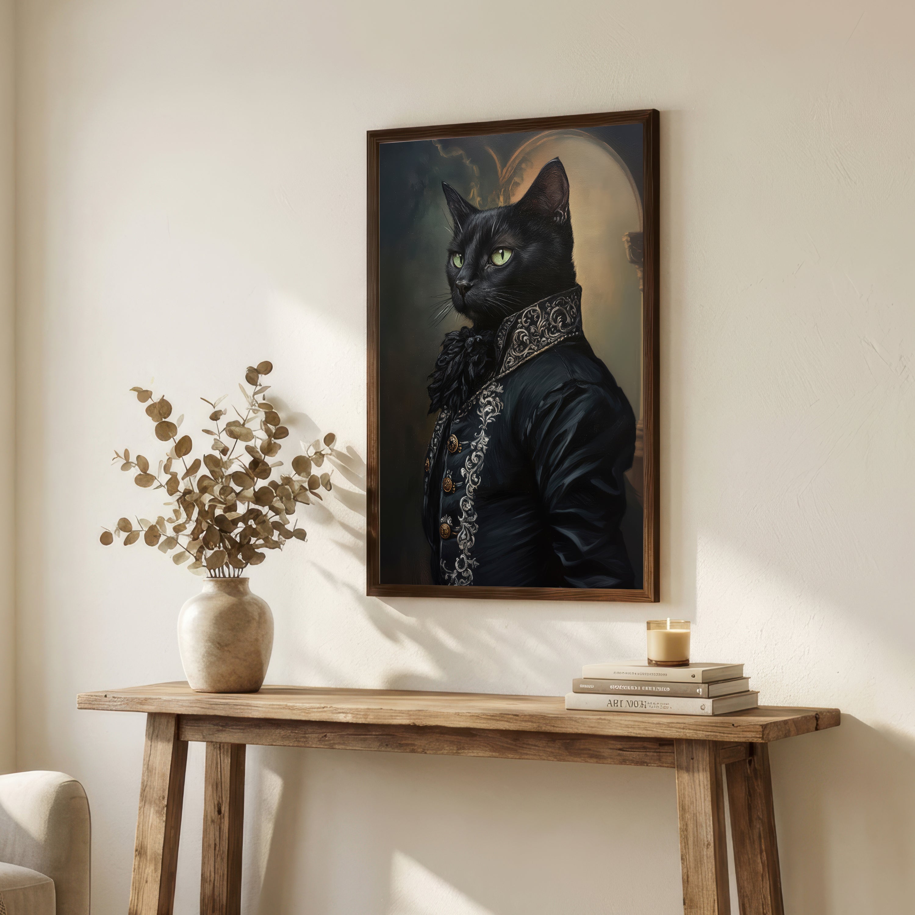 Aristocratic Black Cat Art Print
