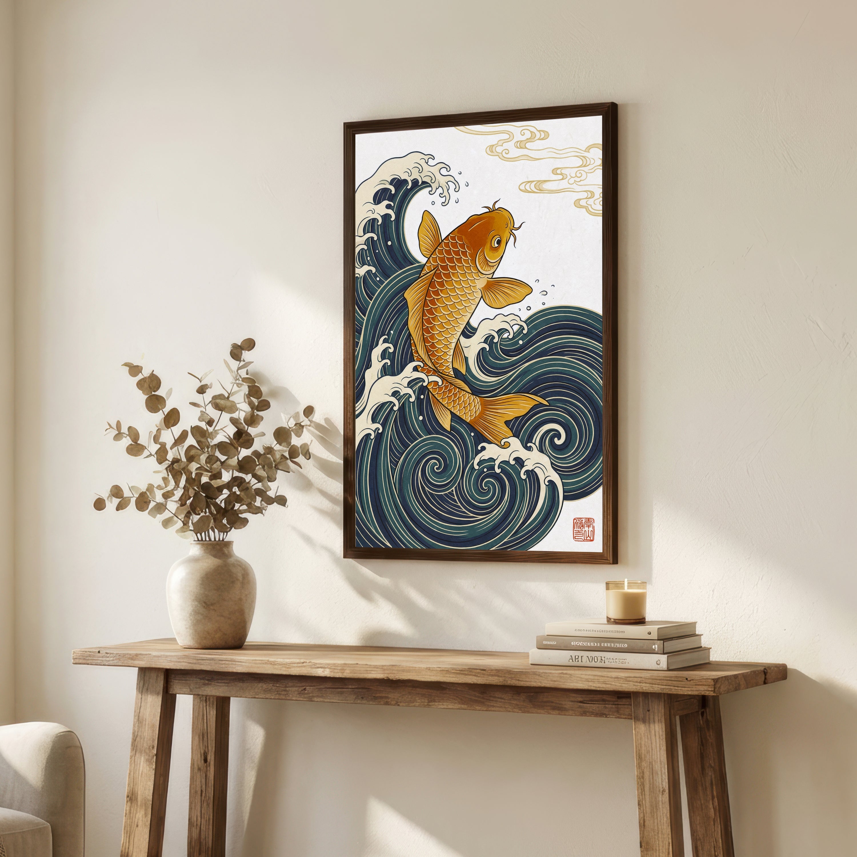 Japanese Koi Fish Wave Art Print
