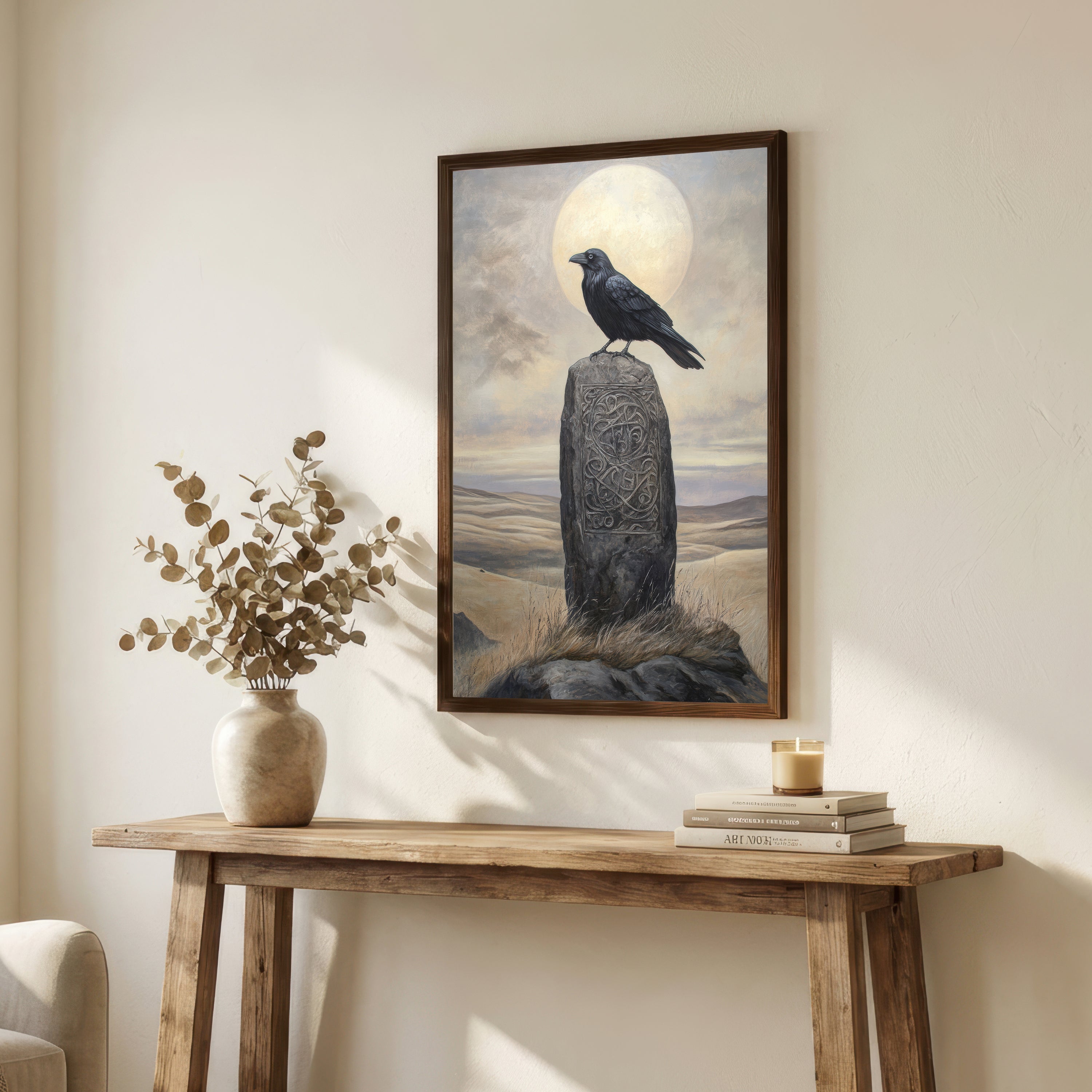 Moonlit Raven Celtic Art Print