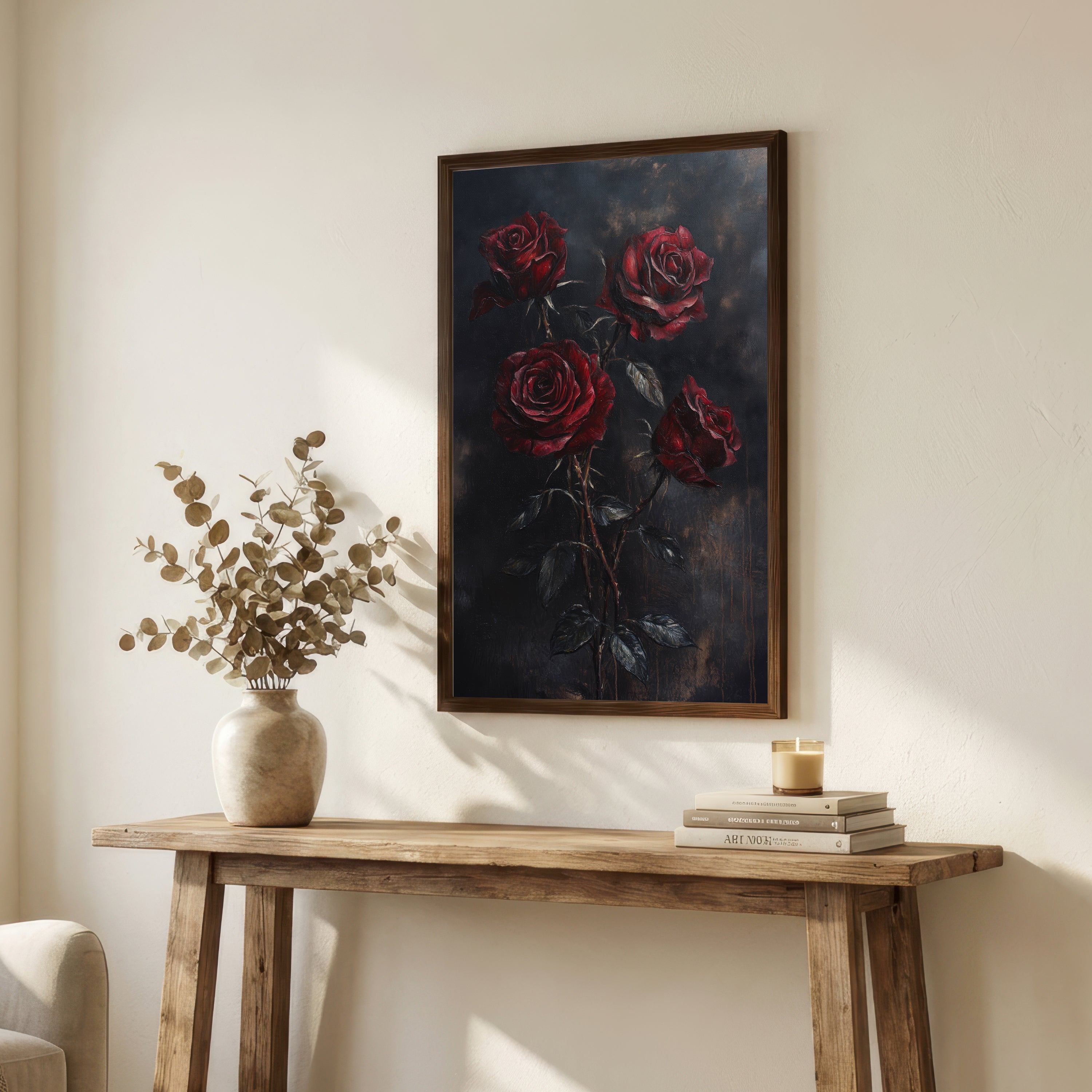 Dark Red Roses Art Print