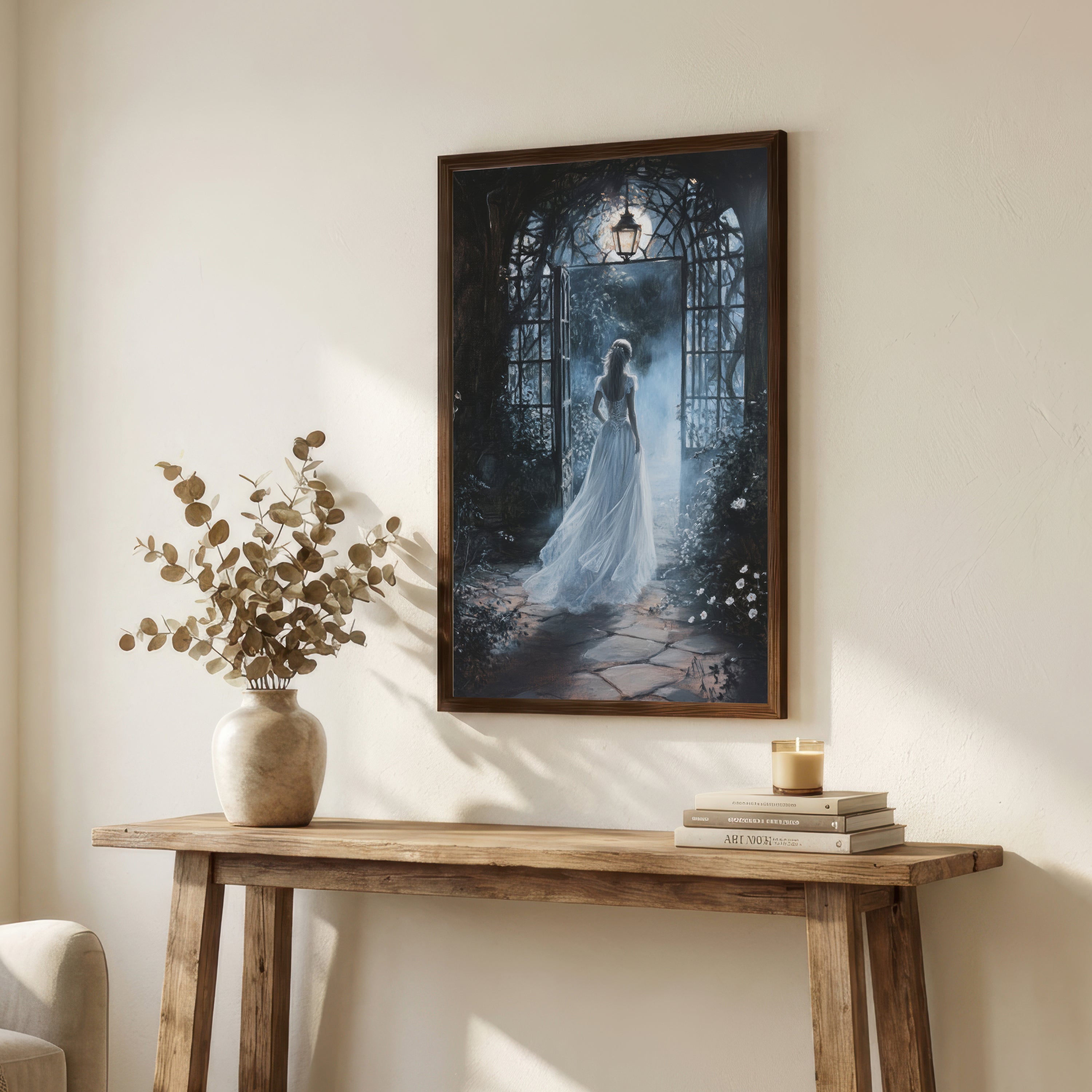 Moonlit Garden Figure Art Print