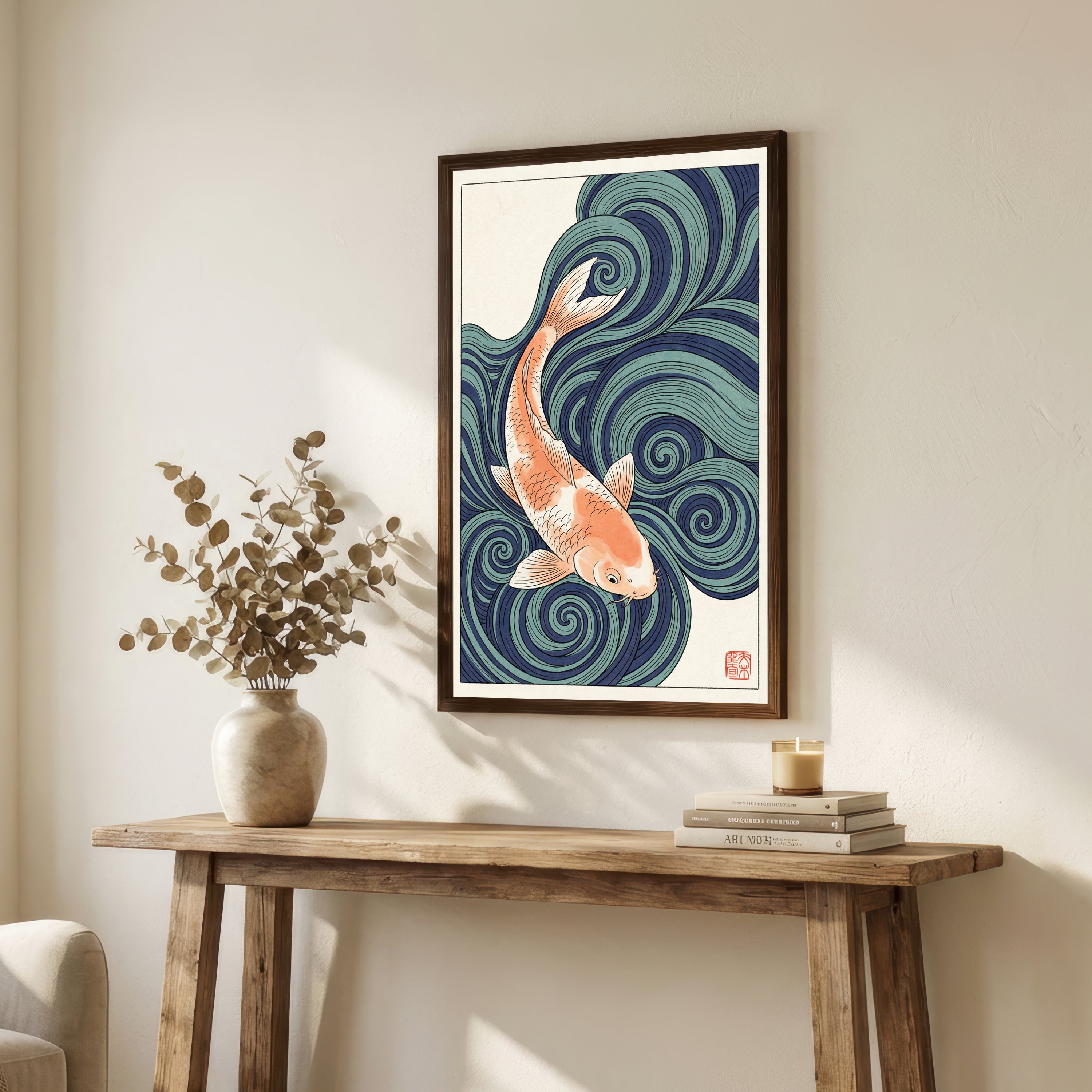 Japanese Koi Wave Art Print