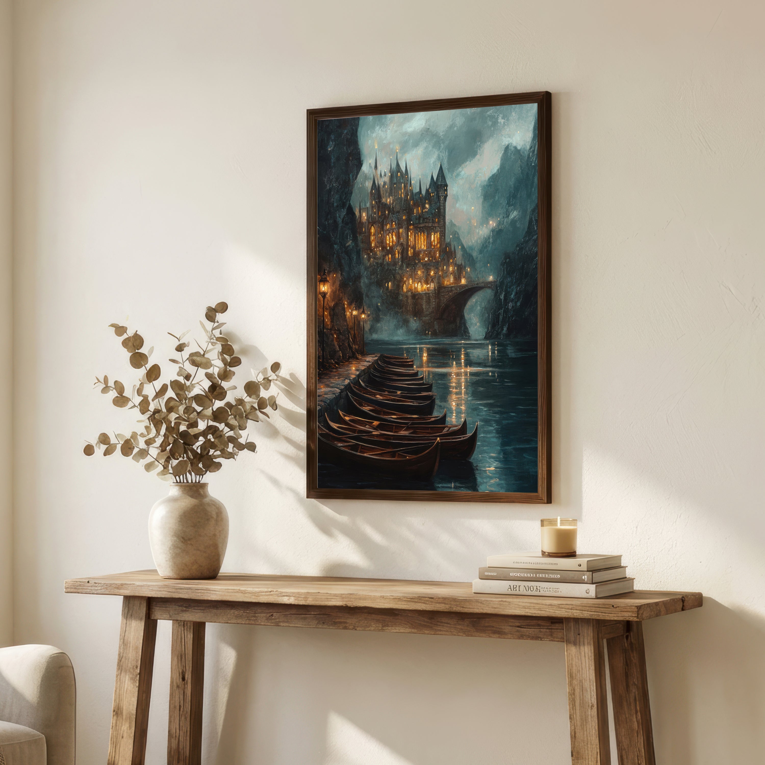 Gothic Castle Lake Art Print