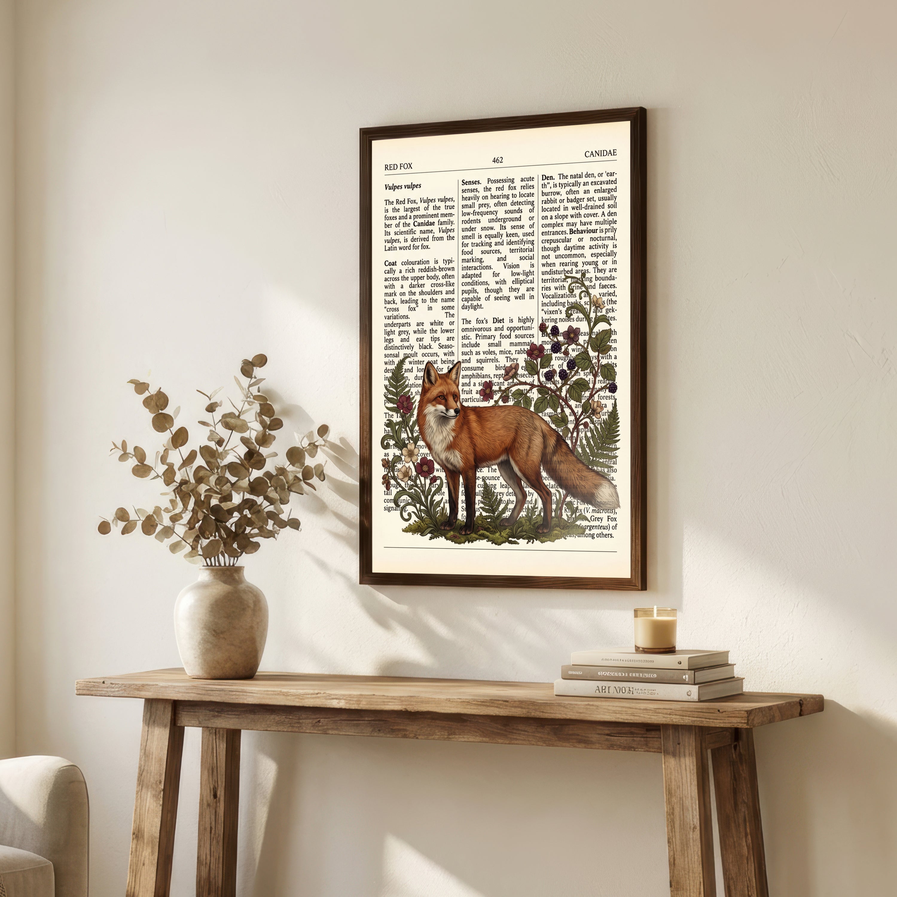 Red Fox Botanical Art Print