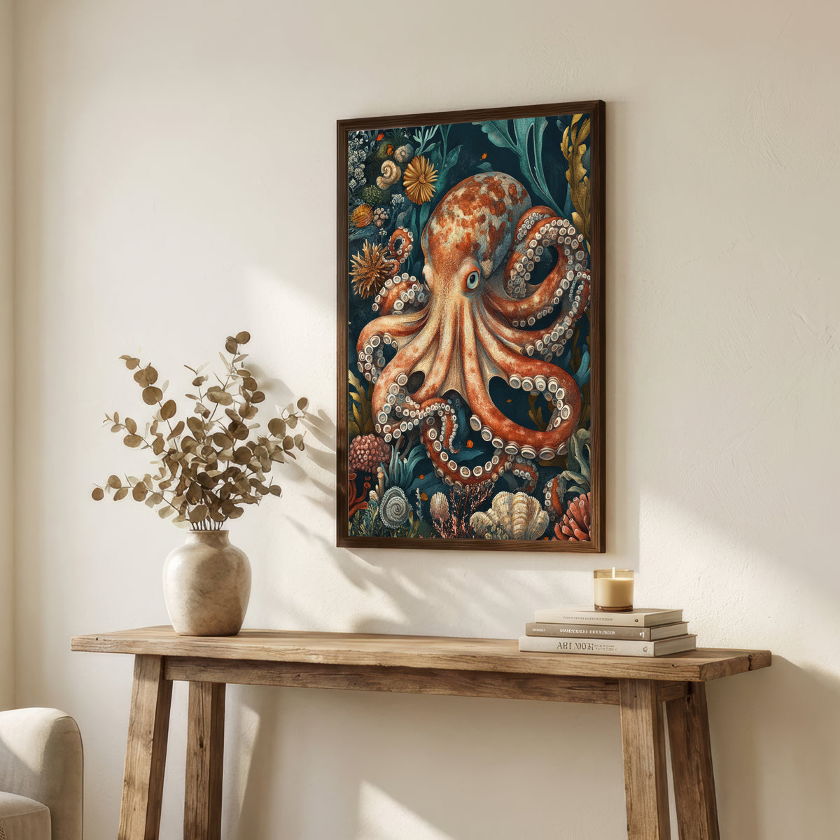 Vintage Octopus Underwater Art Print