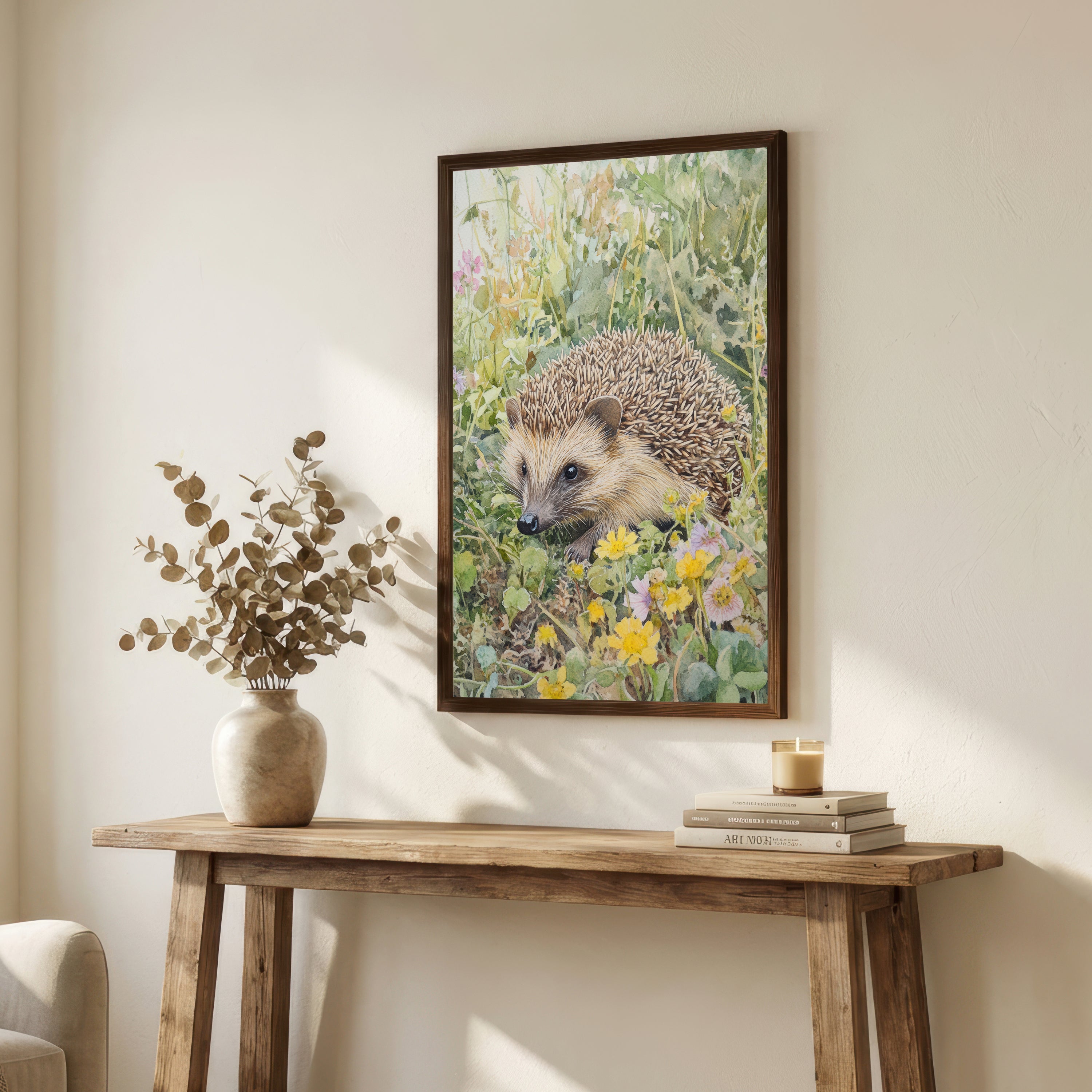 Hedgehog Wildflower Watercolour Art Print