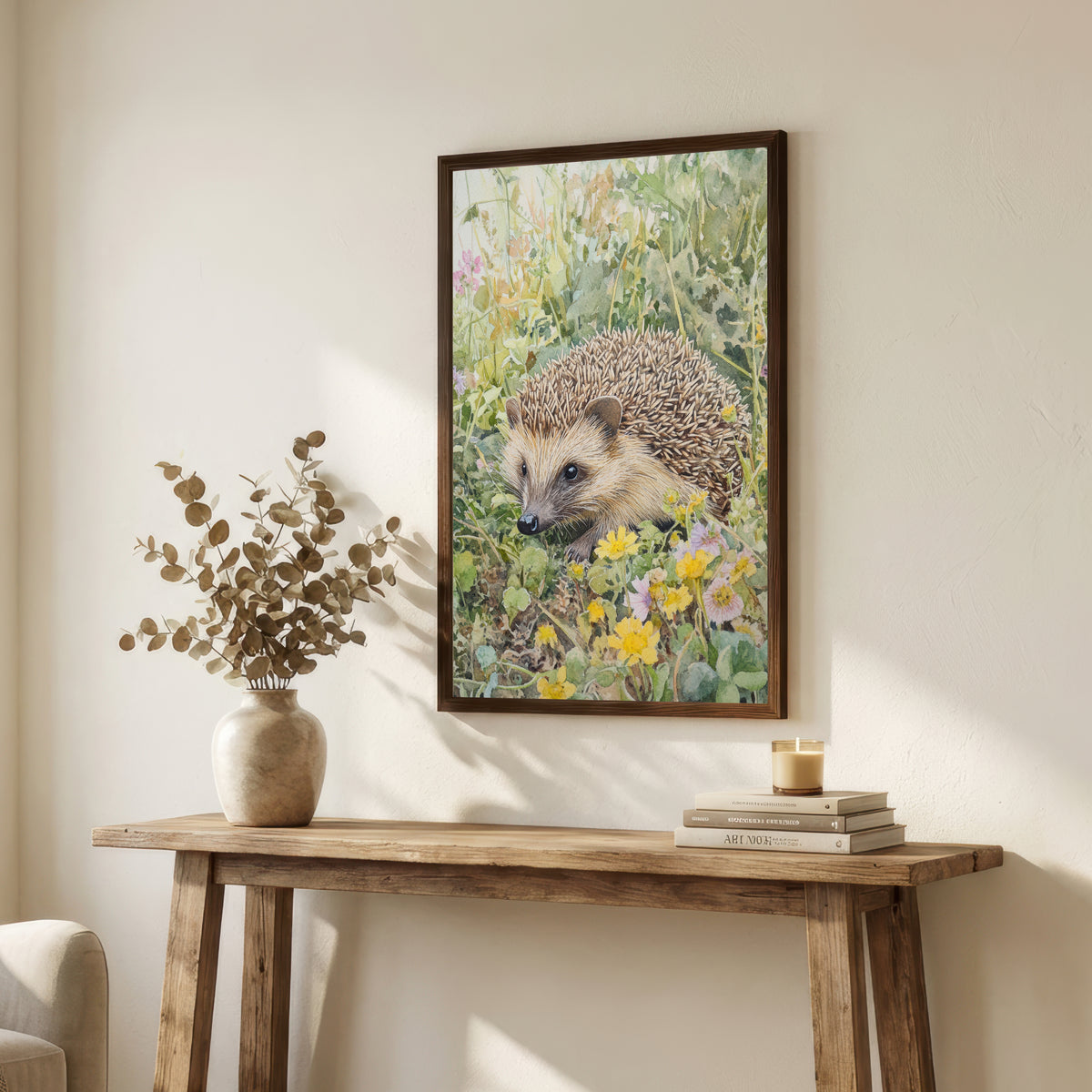 Hedgehog Wildflower Watercolour Art Print