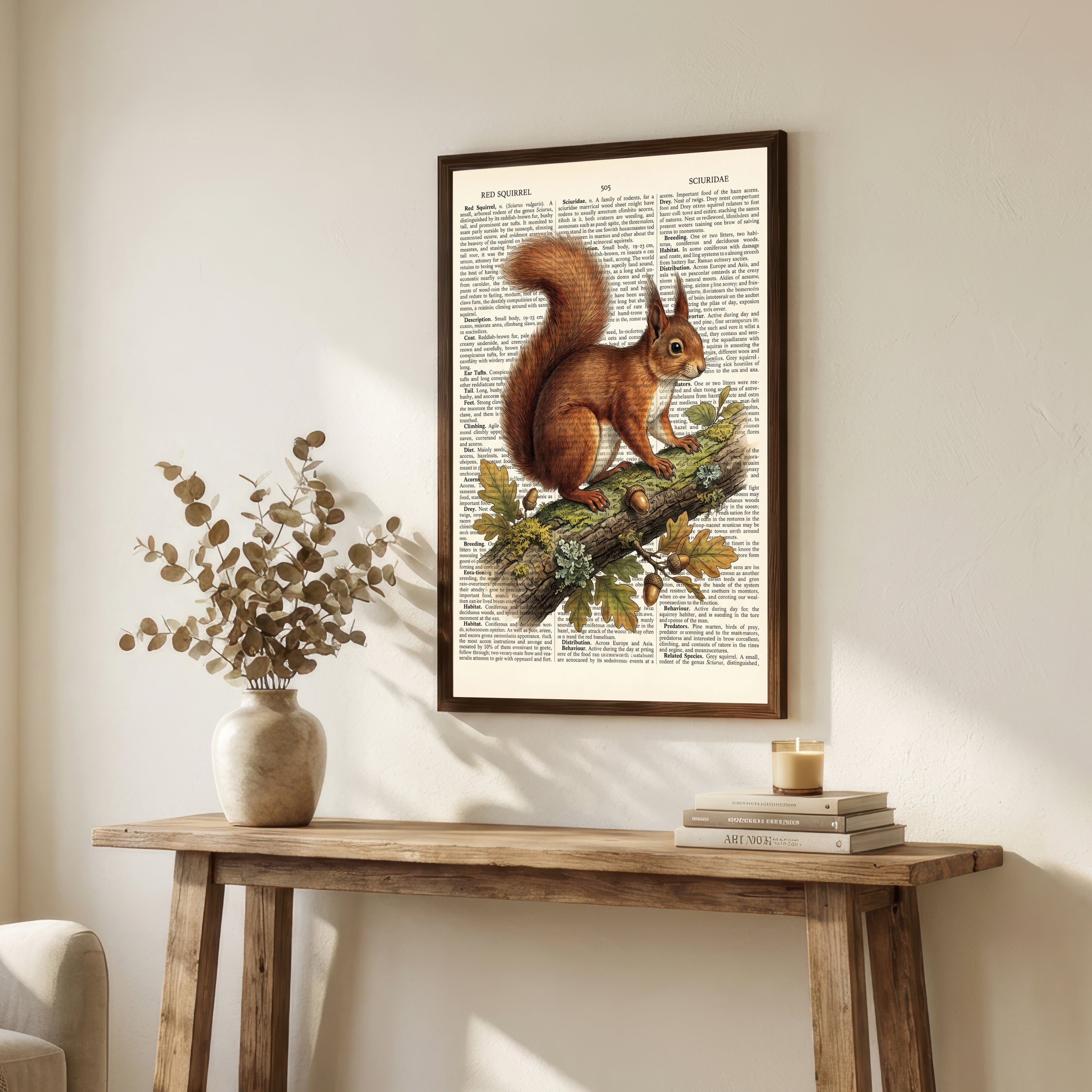 Red Squirrel Vintage Art Print