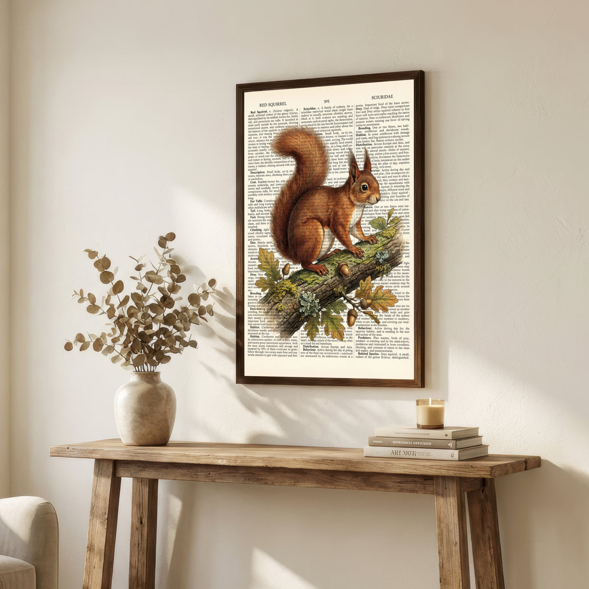 Red Squirrel Vintage Art Print