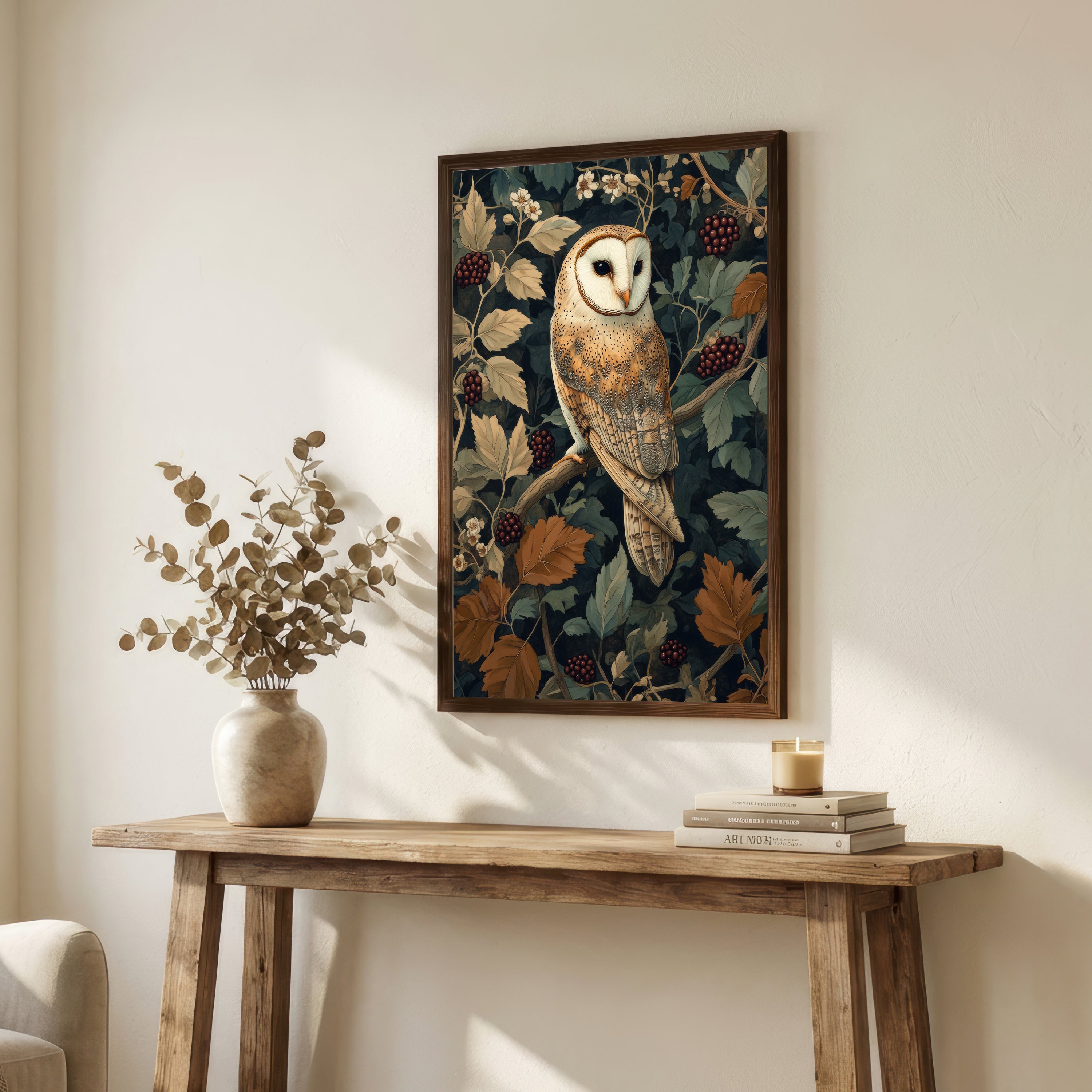 Barn Owl Botanical Art Print