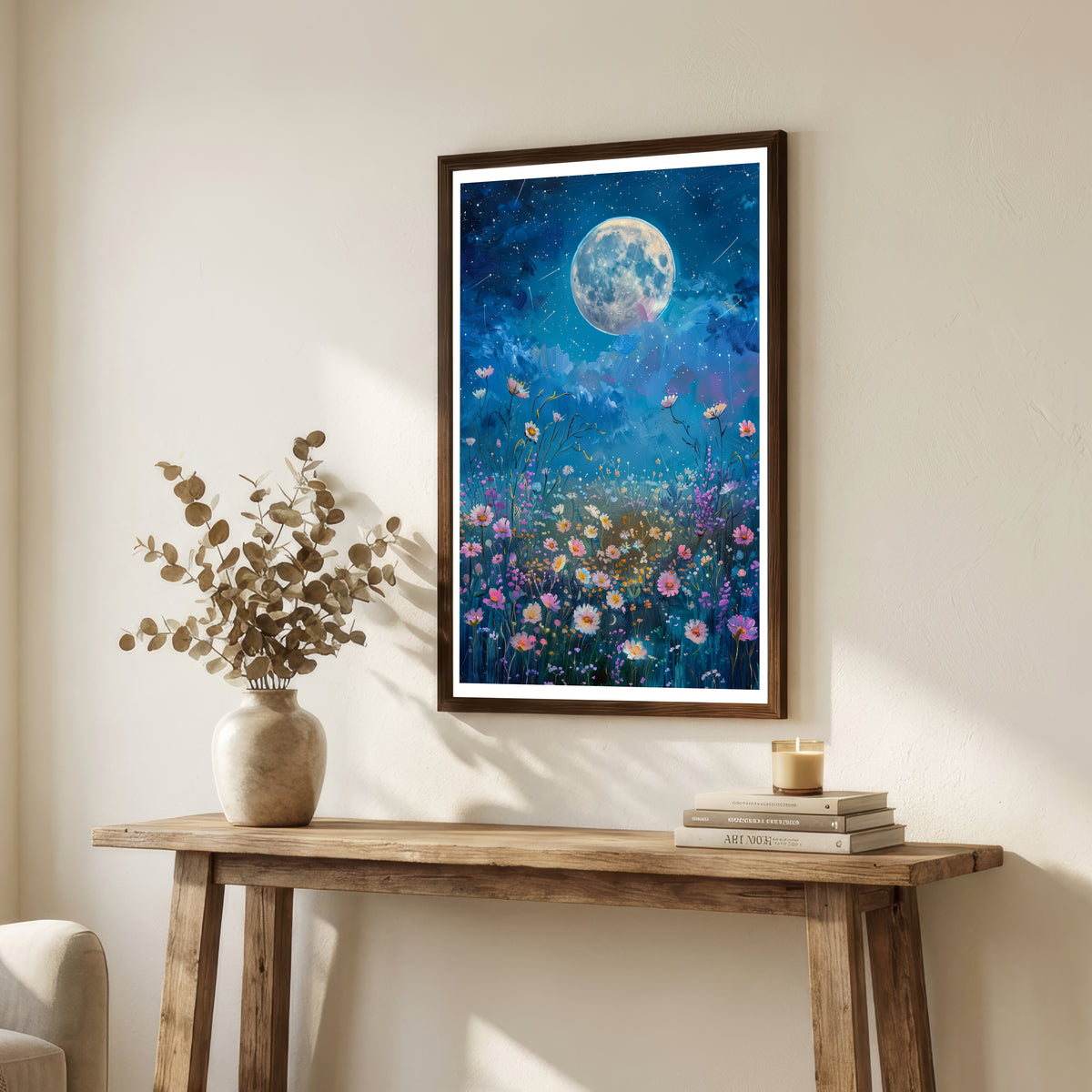 Moonlit Wildflower Meadow Art Print