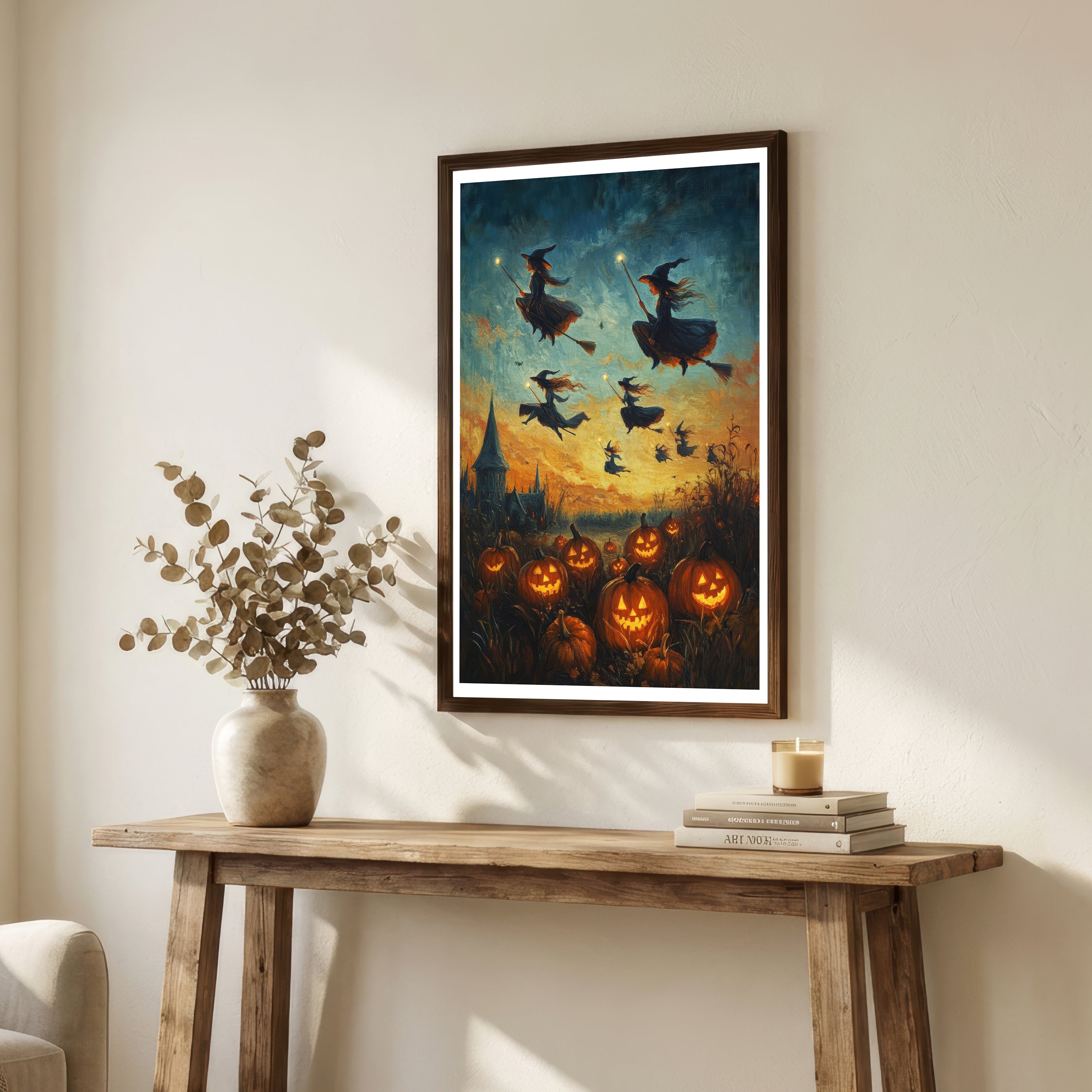 Halloween Witches Flying Art Print