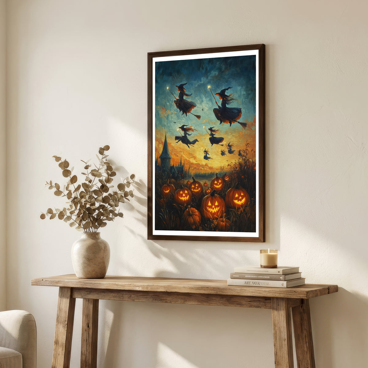 Halloween Witches Flying Art Print