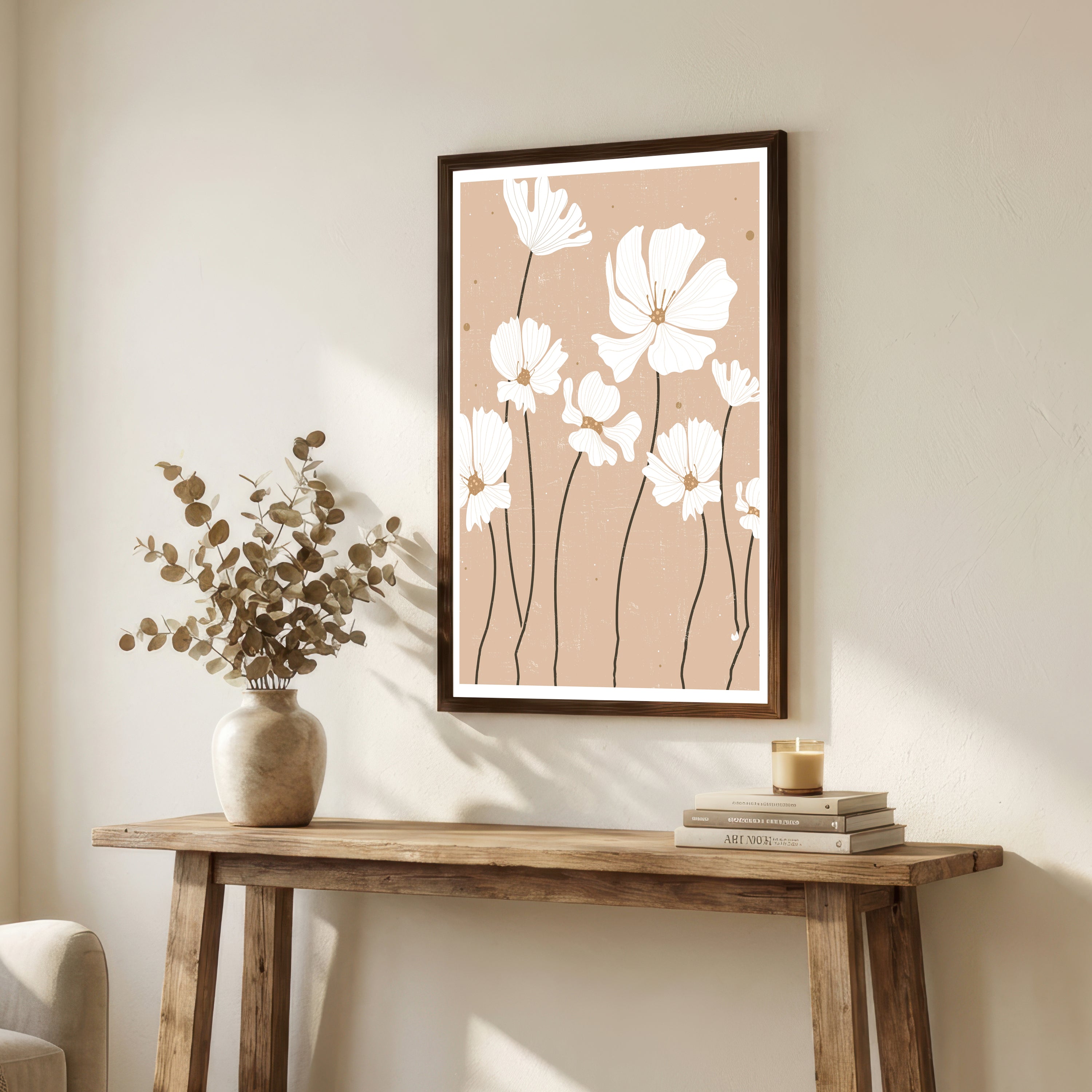 Neutral Wildflower Botanical Art Print